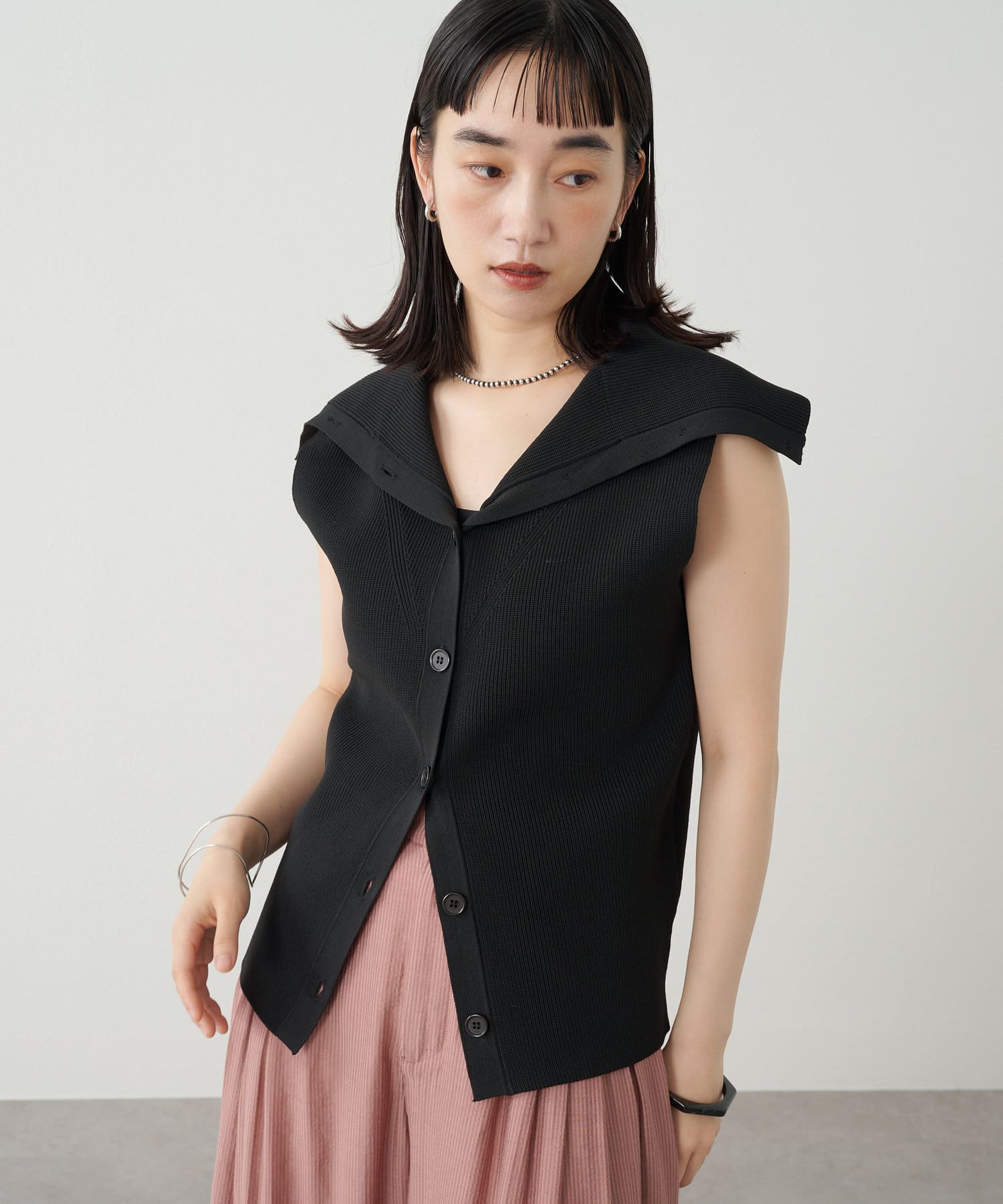 OUTLET(アウトレット) 【Omekashi】オフショルカラーニットベスト