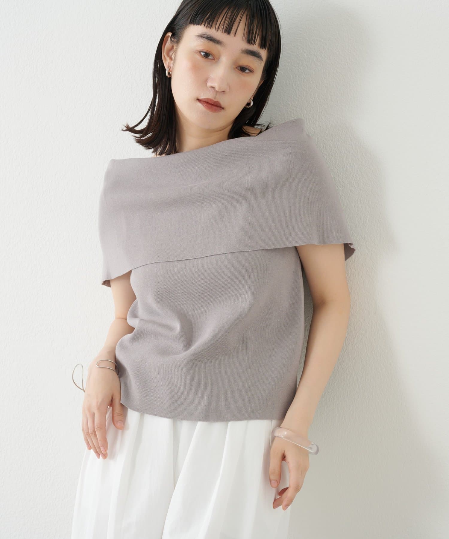 OUTLET(アウトレット) 【Omekashi】ノースリオフショルニット