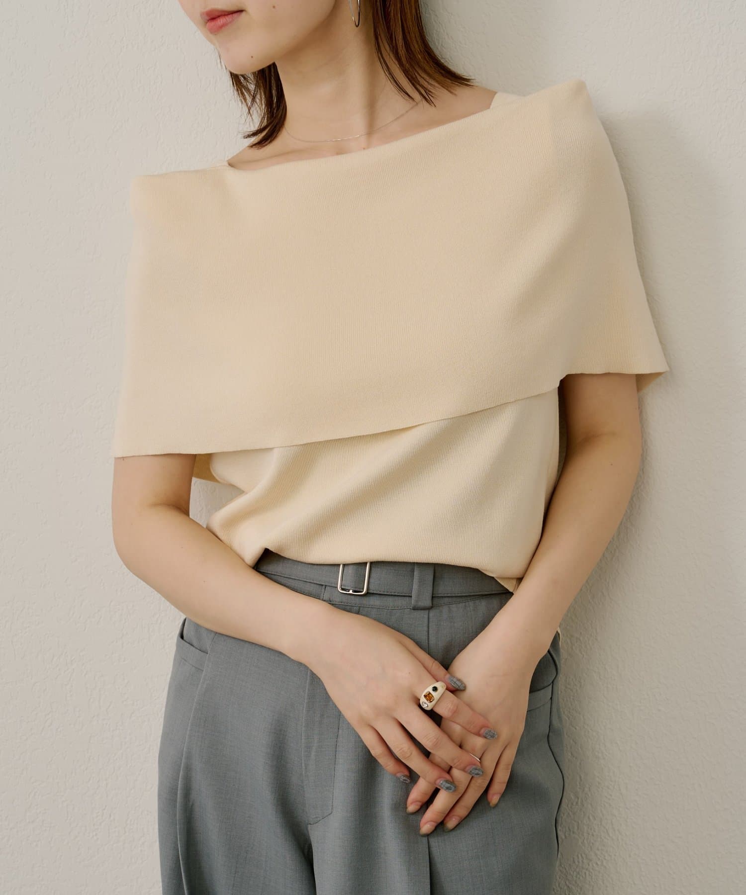 OUTLET(アウトレット) 【Omekashi】ノースリオフショルニット