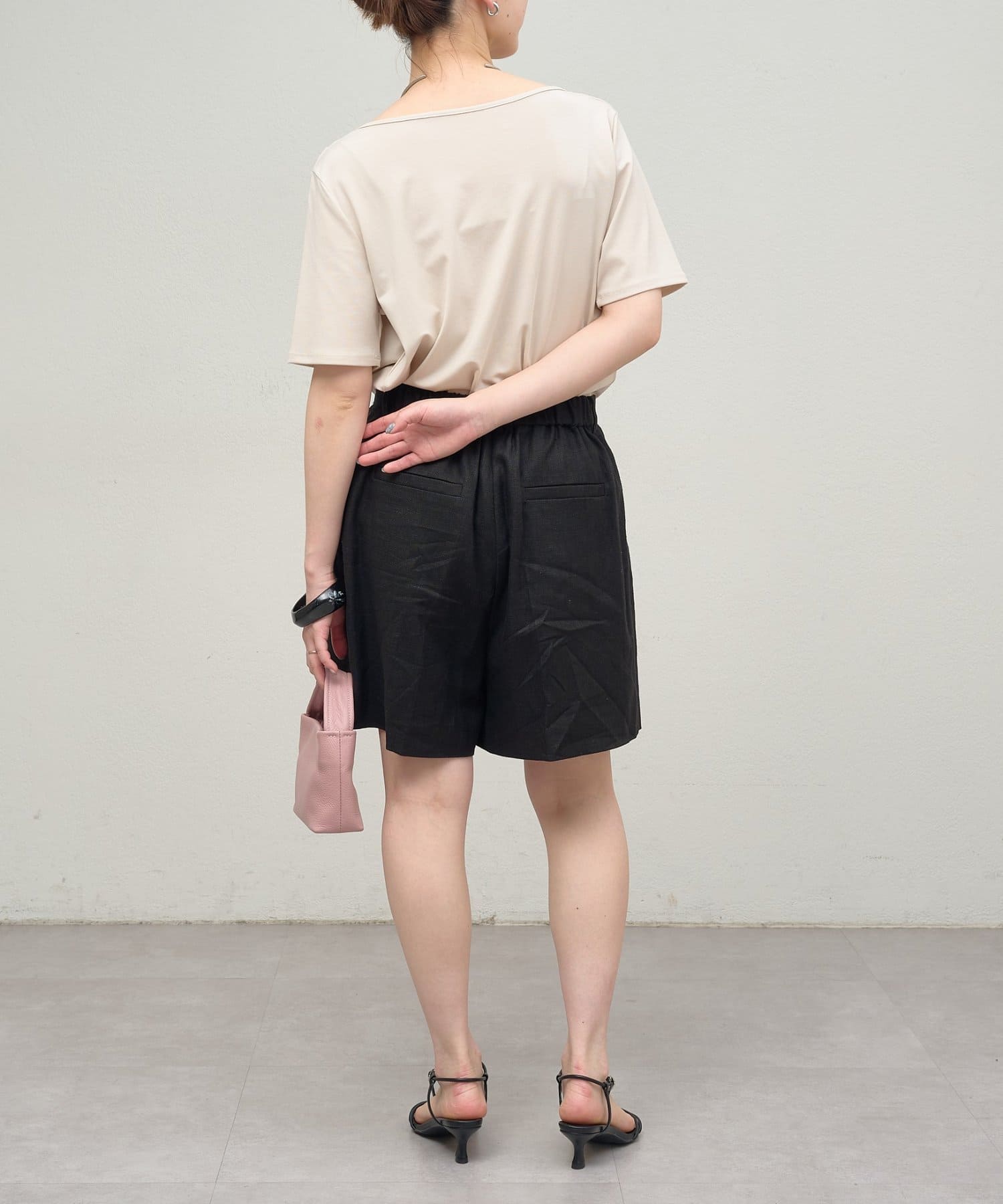 OUTLET(アウトレット) 【Omekashi】ボートネックドレープ半袖Ｔシャツ