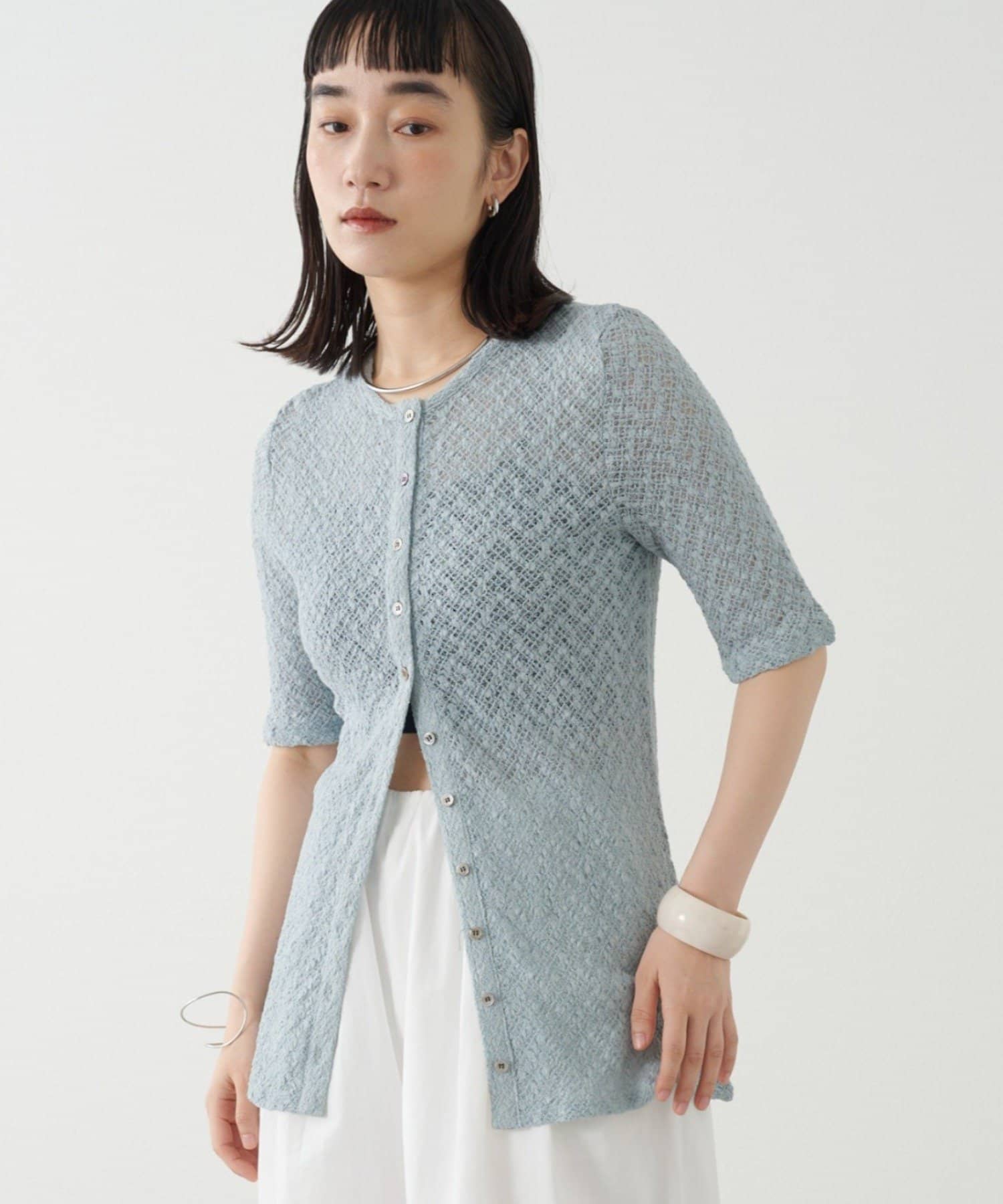 OUTLET(アウトレット) 【Omekashi】ストレッチレース2WAYカーディガン