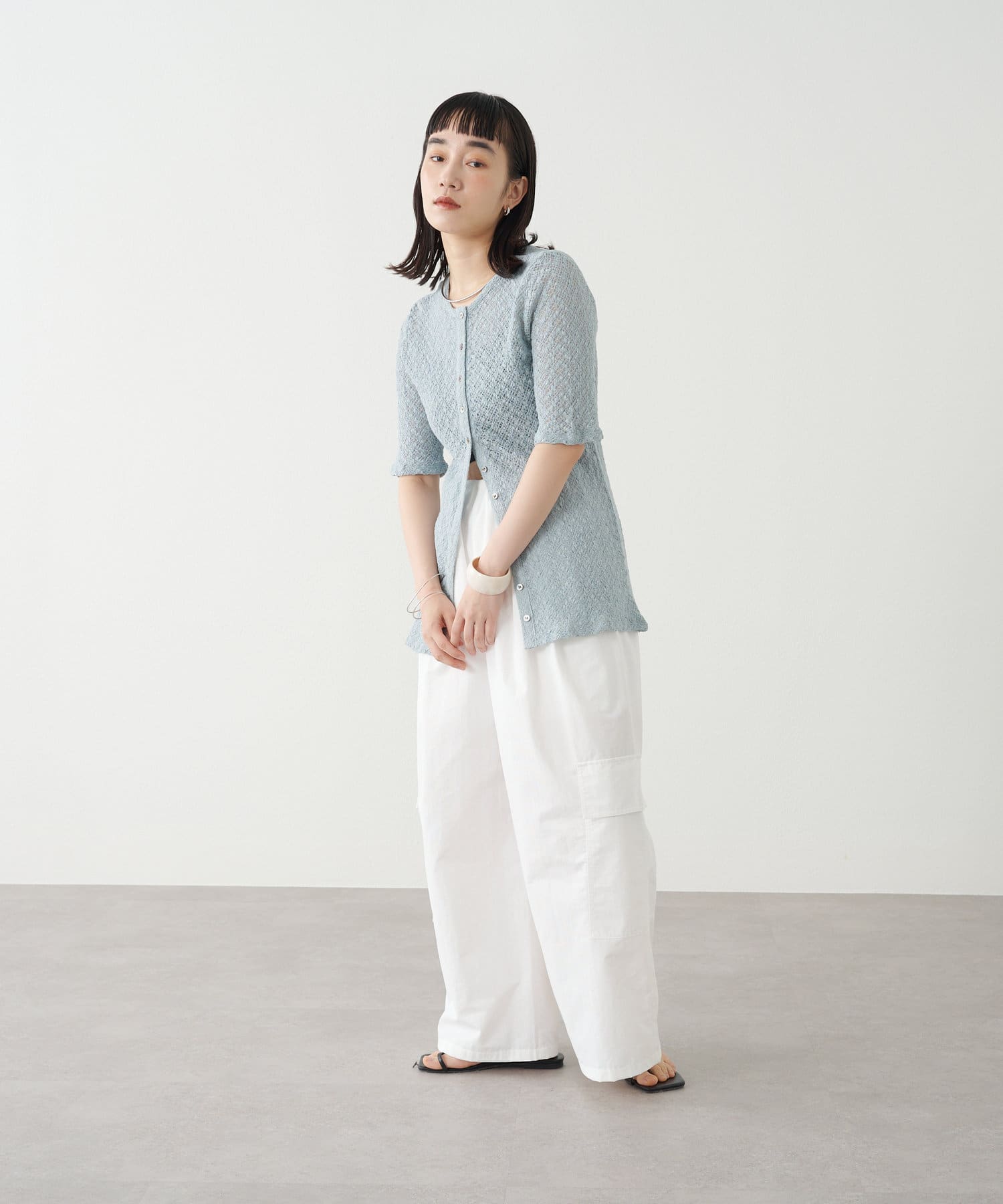 OUTLET(アウトレット) 【Omekashi】ストレッチレース2WAYカーディガン