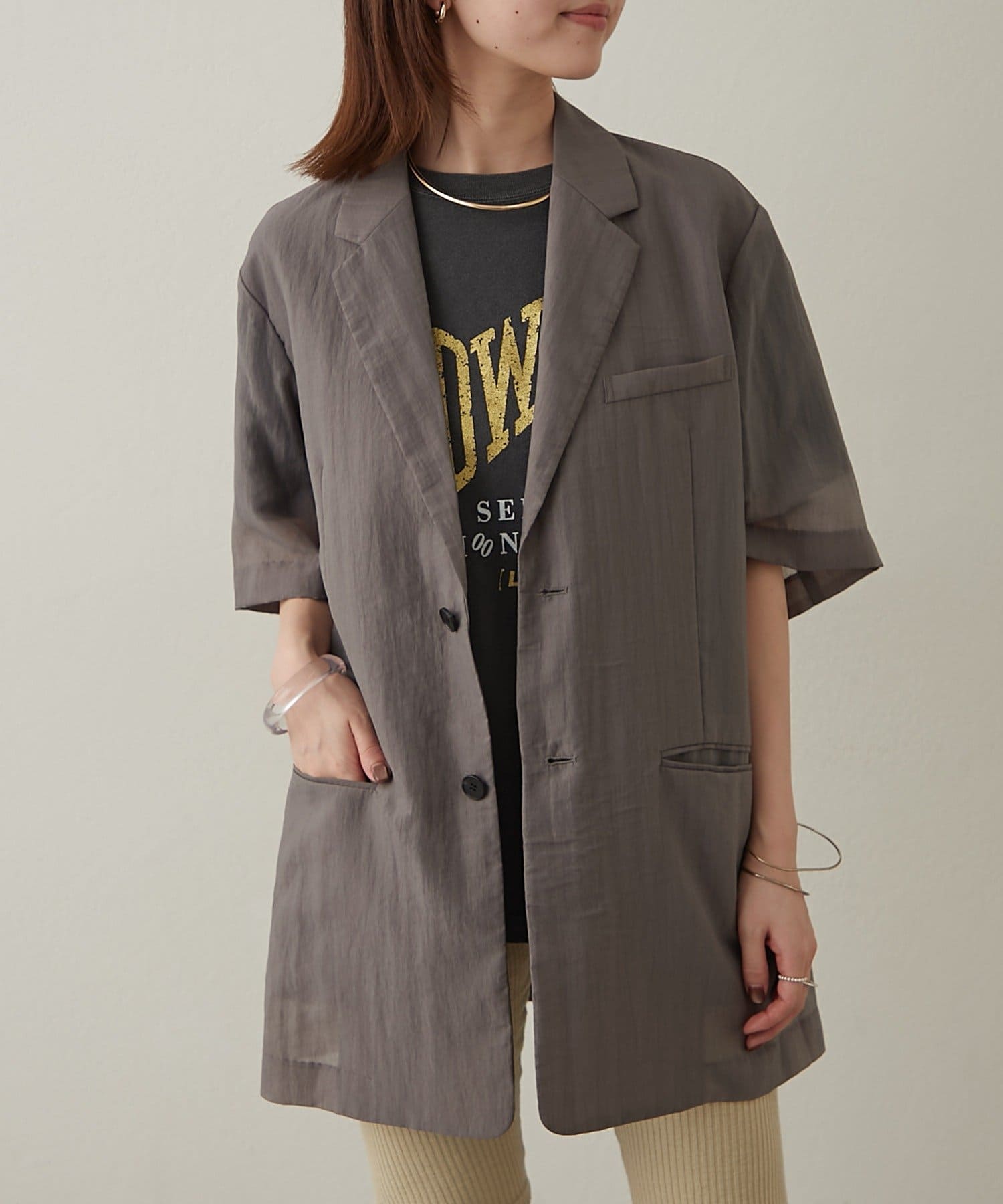 OUTLET(アウトレット) 【Omekashi】セルロースハーフスリーブジャケット