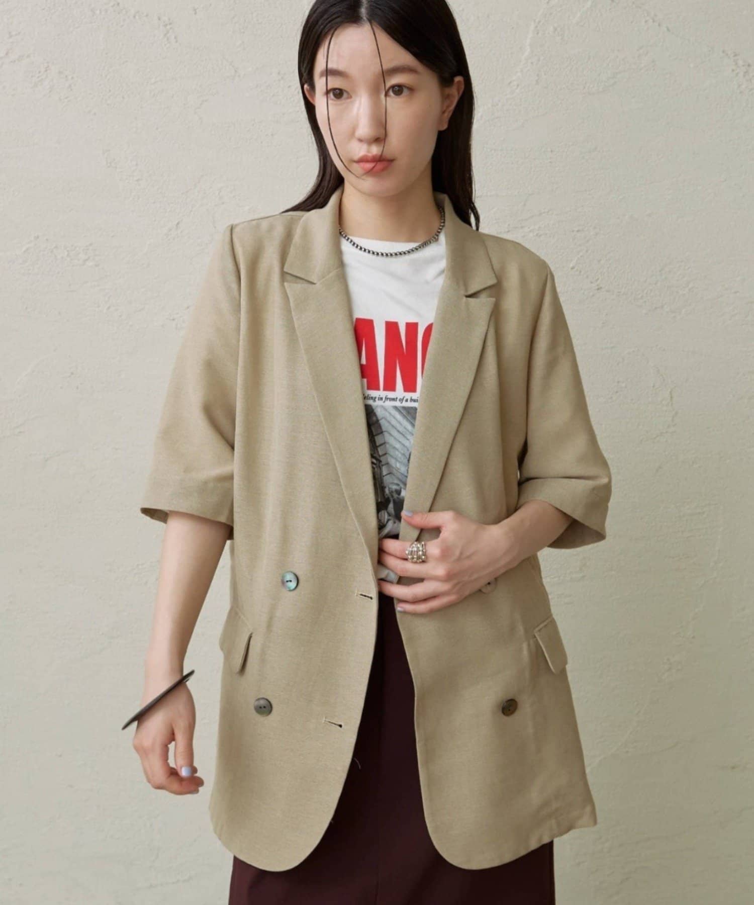 OUTLET(アウトレット) 【Omekashi】シアーメッシュ5分袖ジャケット