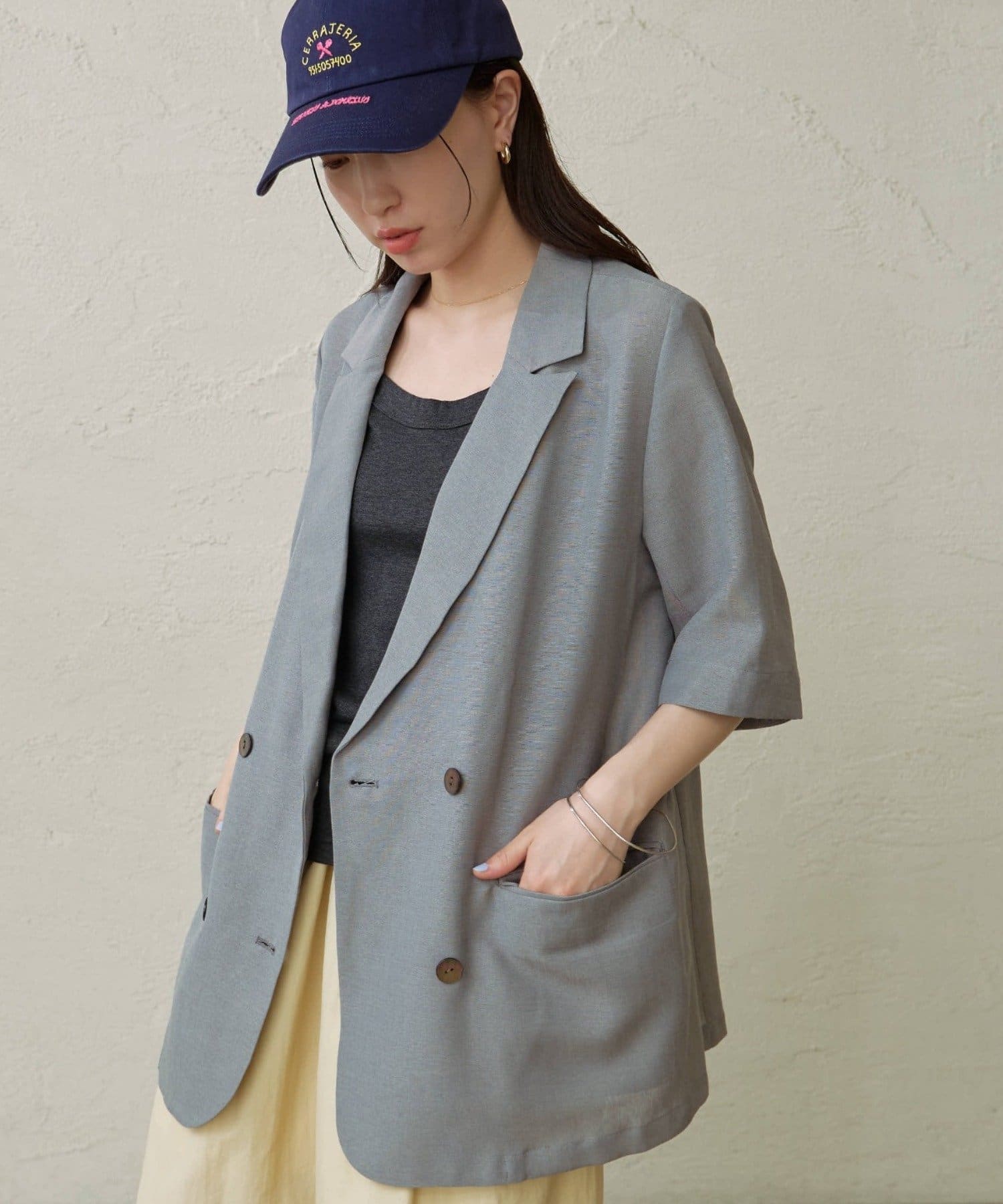 OUTLET(アウトレット) 【Omekashi】シアーメッシュ5分袖ジャケット