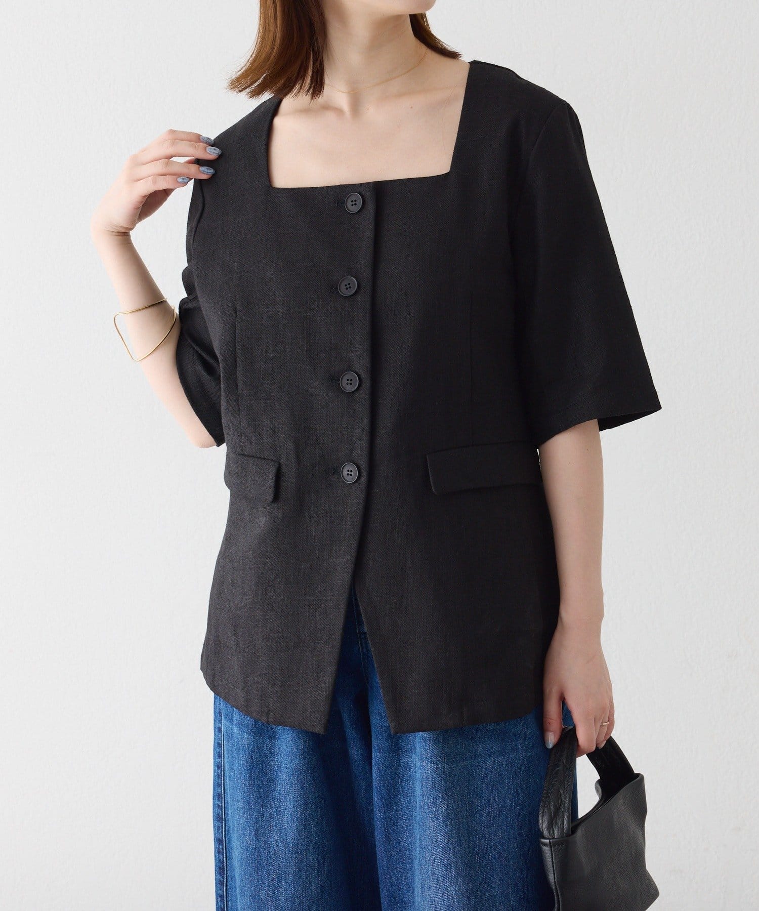 OUTLET(アウトレット) 【Omekashi】スクエアハーフスリーブジャケット