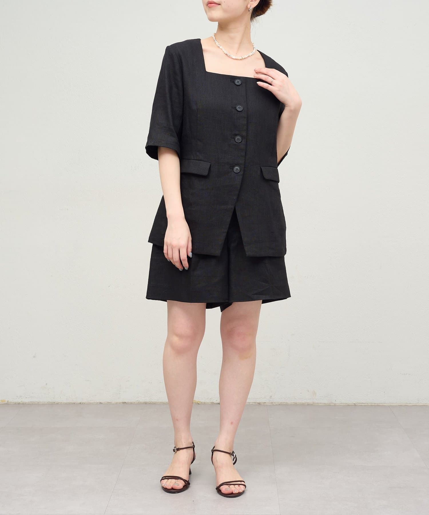 OUTLET(アウトレット) 【Omekashi】スクエアハーフスリーブジャケット