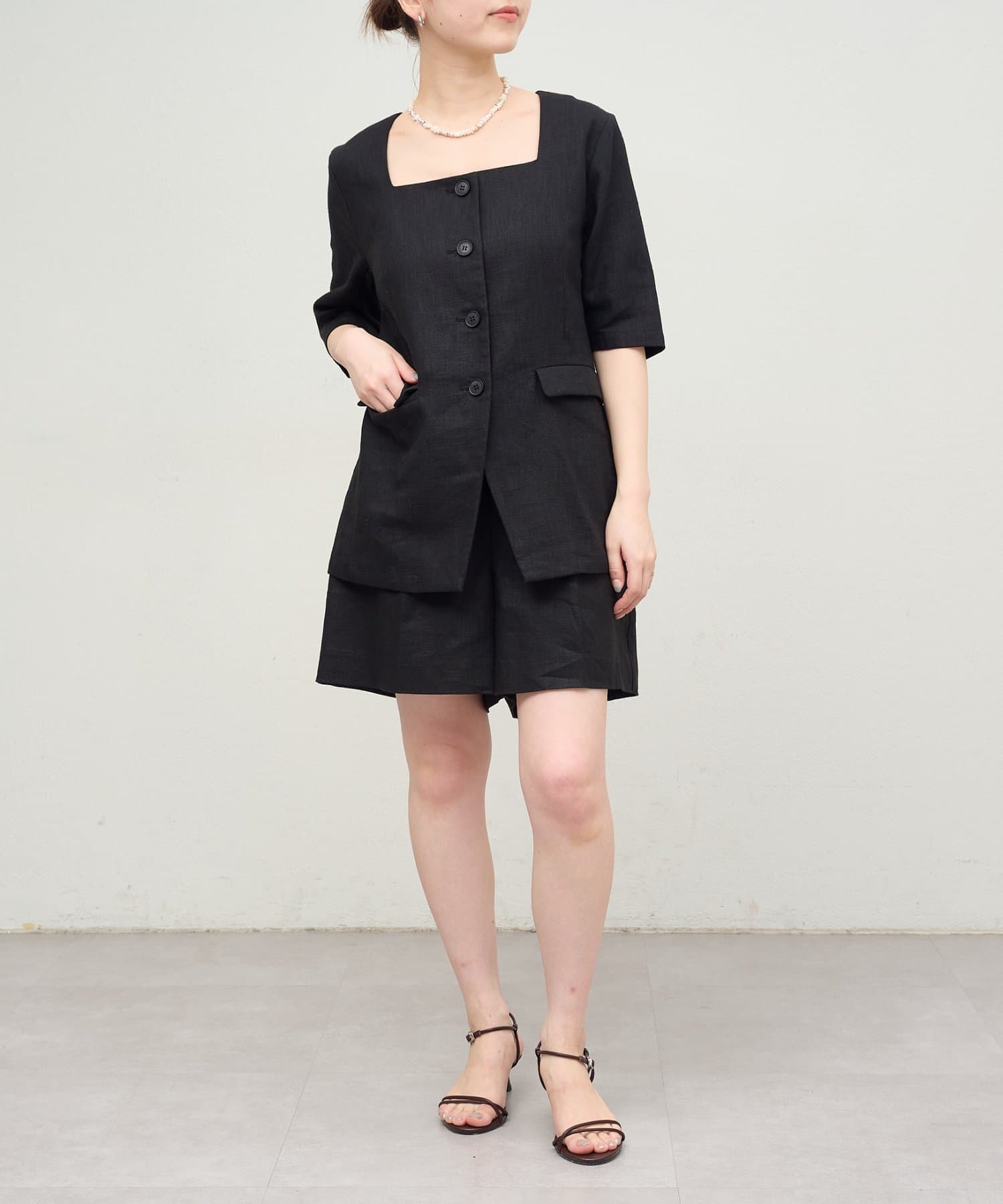 OUTLET(アウトレット) 【Omekashi】スクエアハーフスリーブジャケット