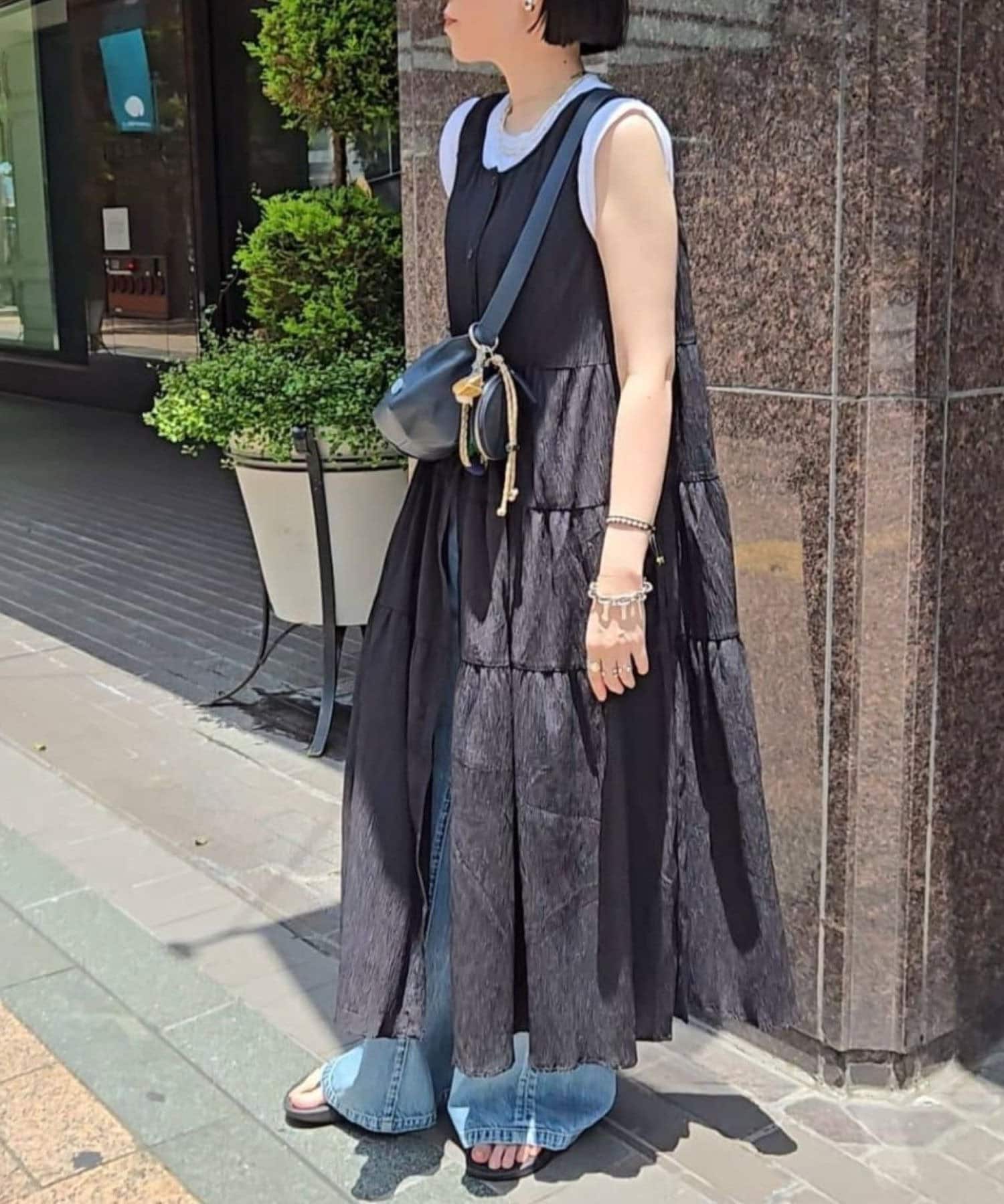 OUTLET(アウトレット) 【ear PAPILLONNER】ワッシャーノースリティアードOP