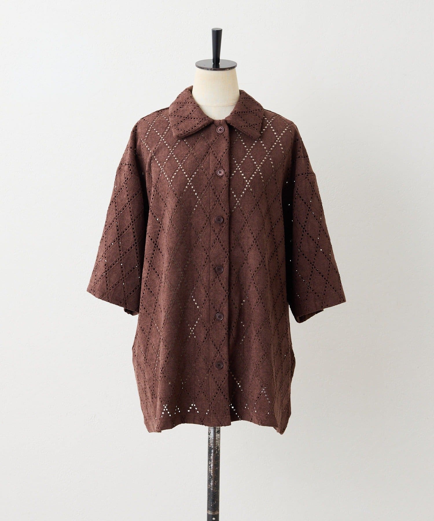 OUTLET(アウトレット) 【ear PAPILLONNER】アーガイルレースシャツ