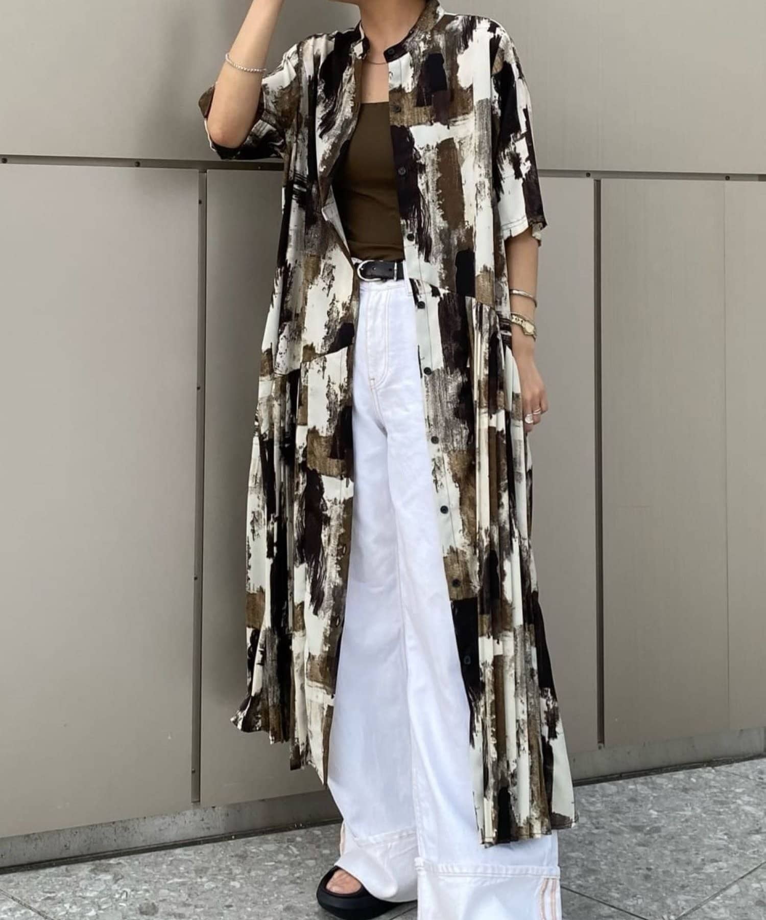 OUTLET(アウトレット) 【ear PAPILLONNER】半袖斜めプリーツワンピース