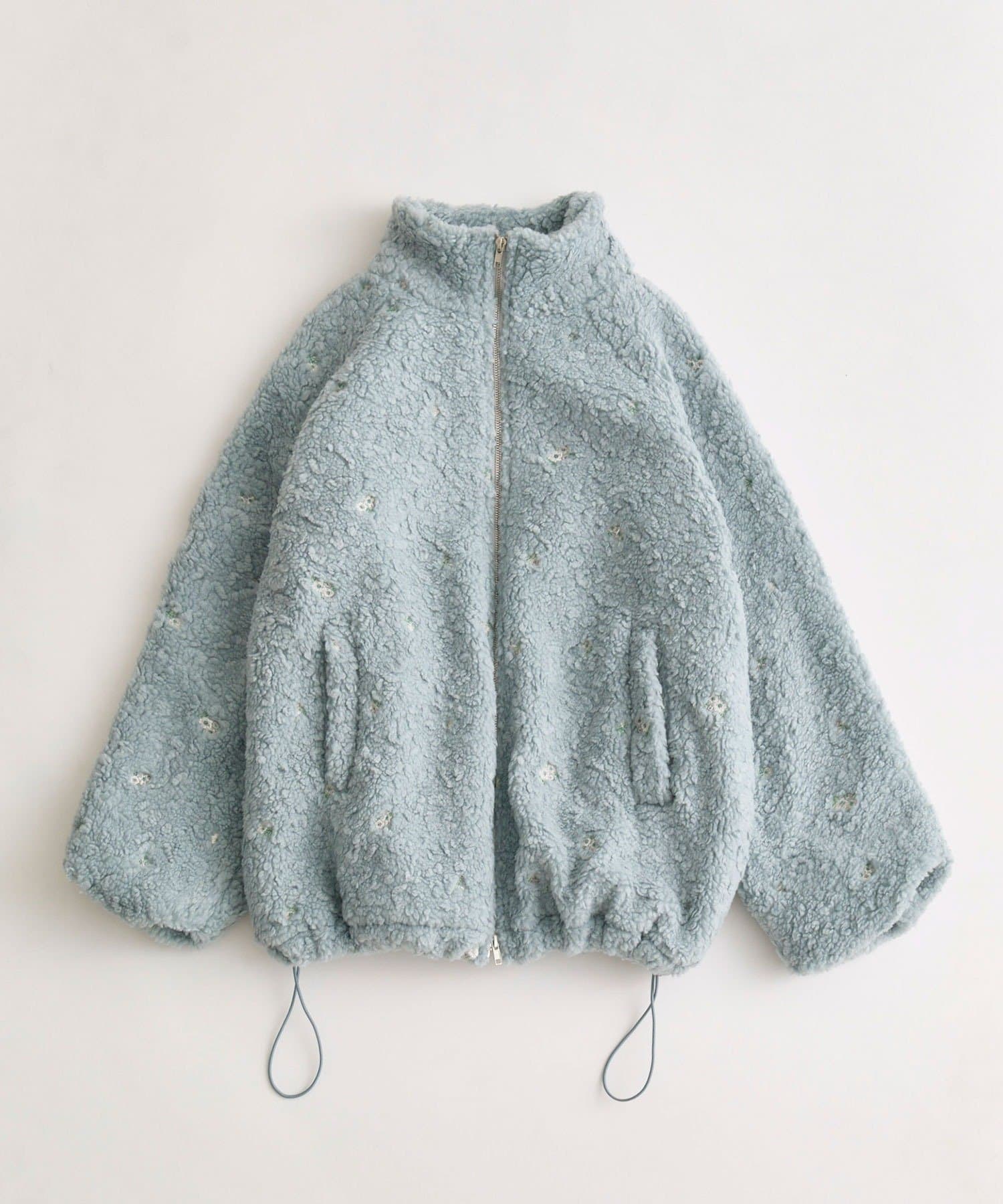 OLIVE des OLIVE(オリーブ デ オリーブ) 花刺繍ボアブルゾン