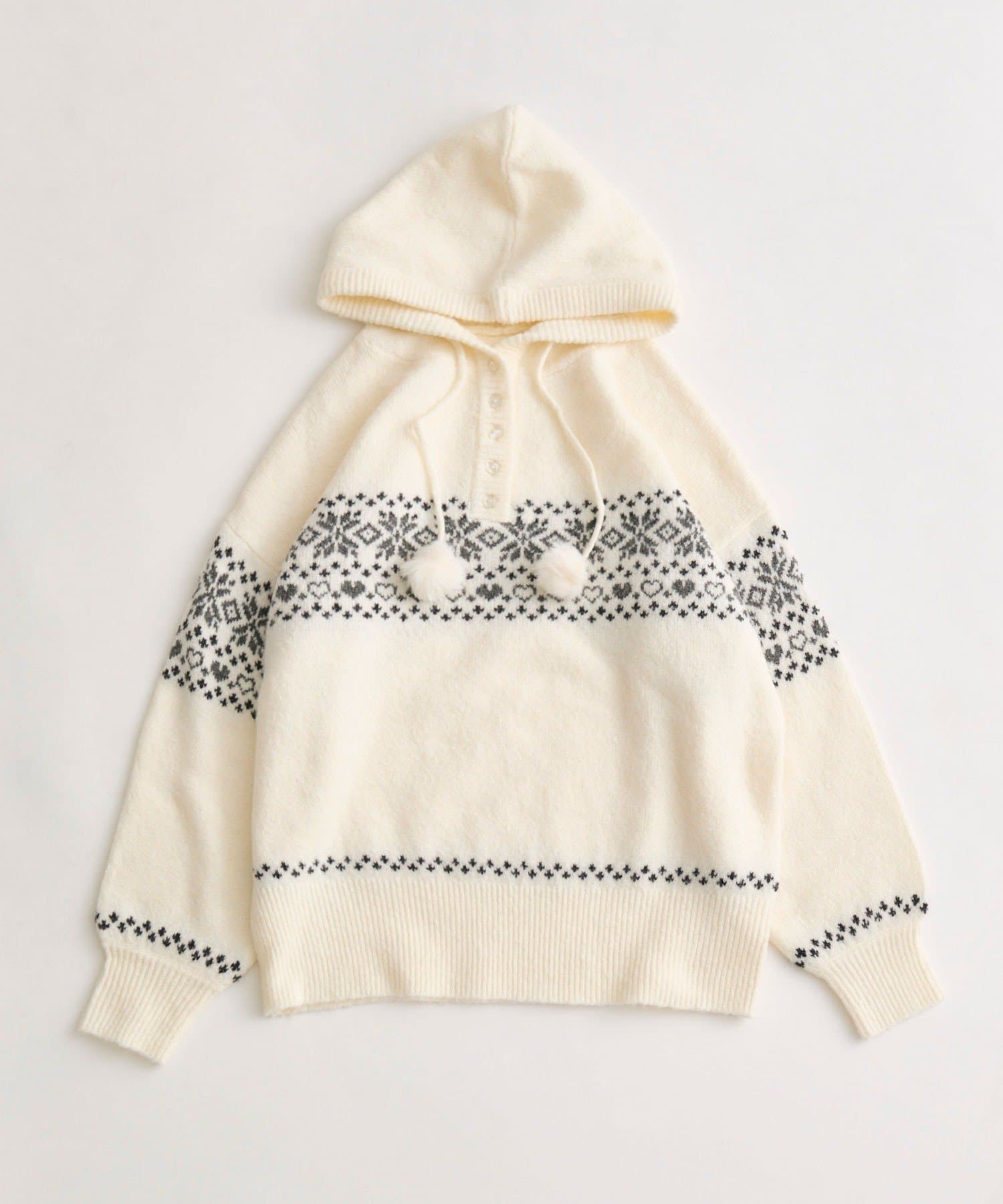 OLIVE des OLIVE(オリーブ デ オリーブ) ジャガードフードニット