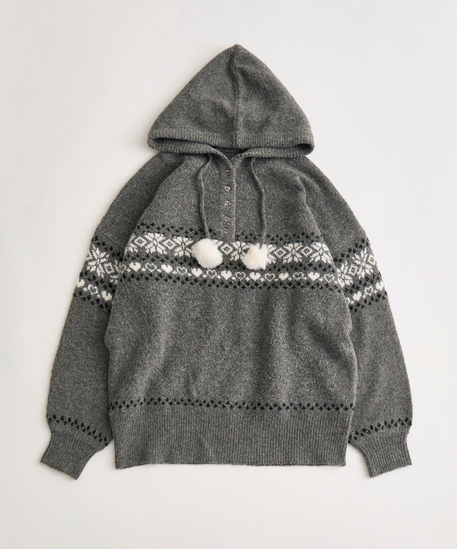 OLIVE des OLIVE(オリーブ デ オリーブ) ジャガードフードニット