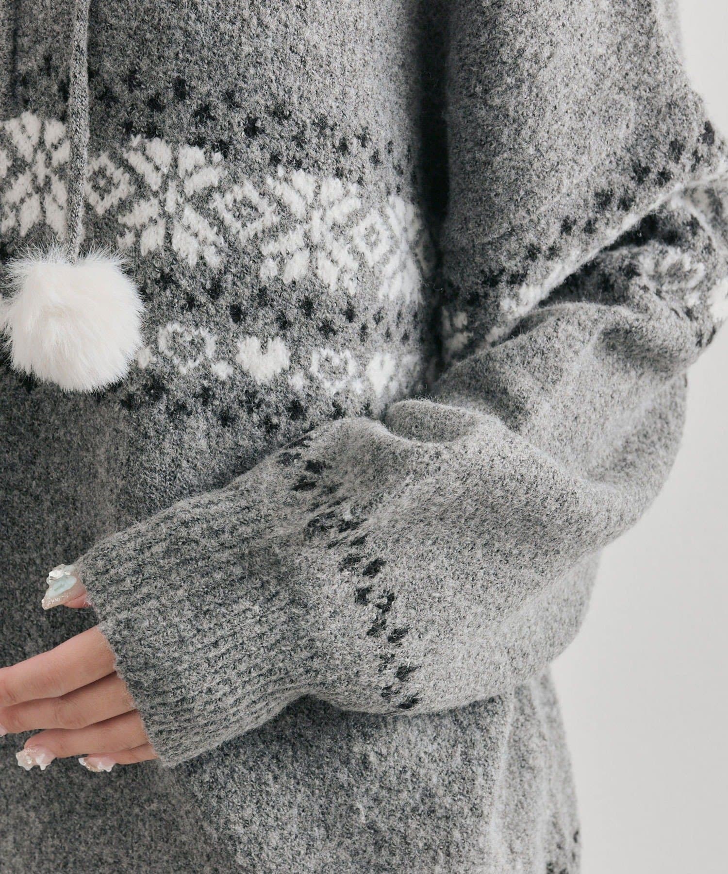 OLIVE des OLIVE(オリーブ デ オリーブ) ジャガードフードニット