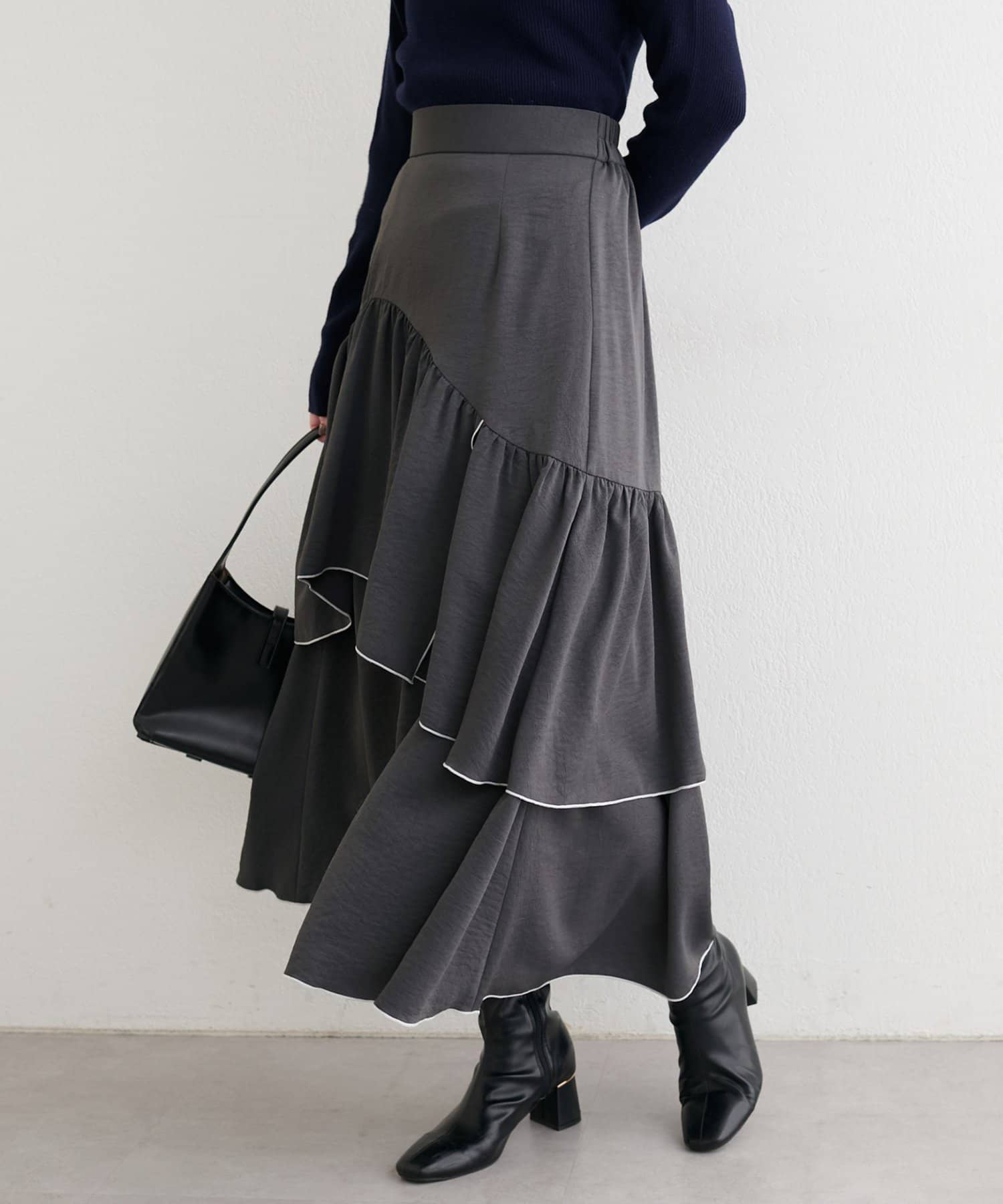 natural couture(ナチュラルクチュール) 裾パイピングスカート