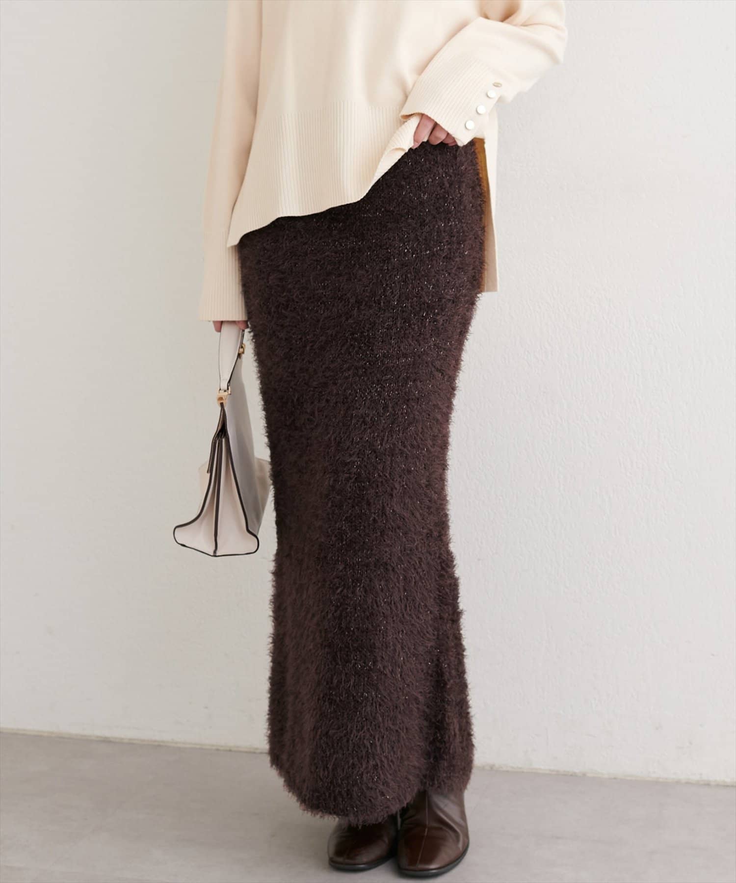 natural couture(ナチュラルクチュール) ラメフェザータイトスカート