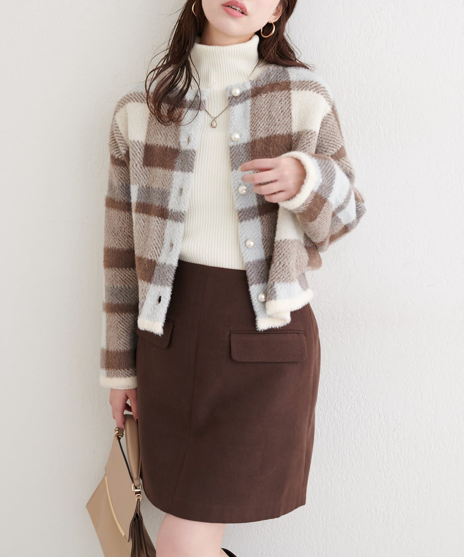 natural couture(ナチュラルクチュール) シャギーミドル丈ニットカーデ