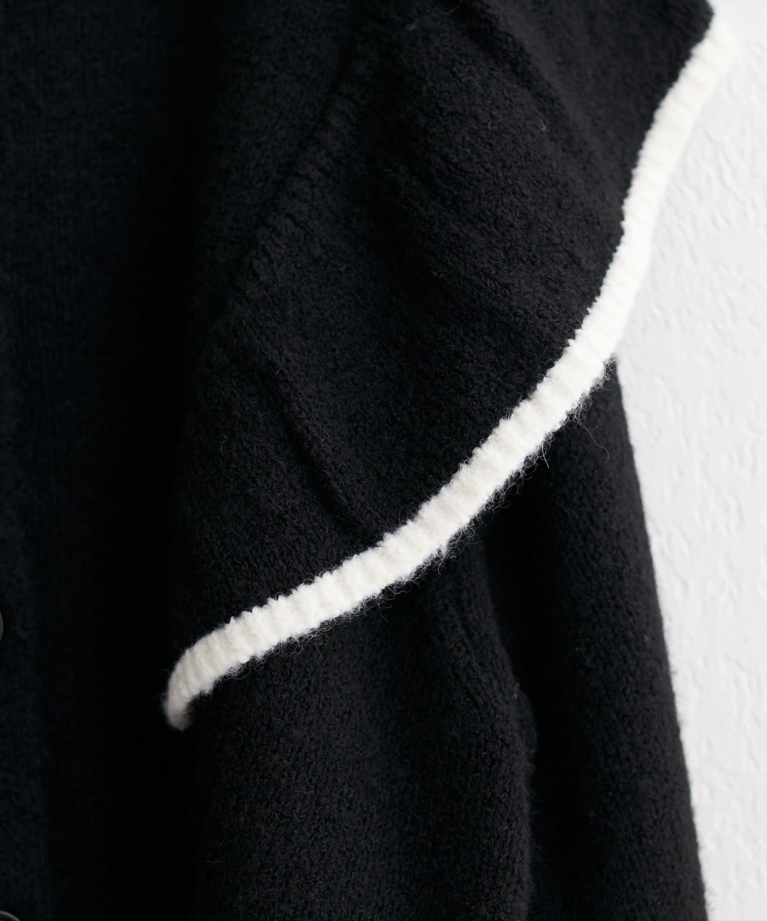 natural couture(ナチュラルクチュール) 配色フリルニットカーディガン