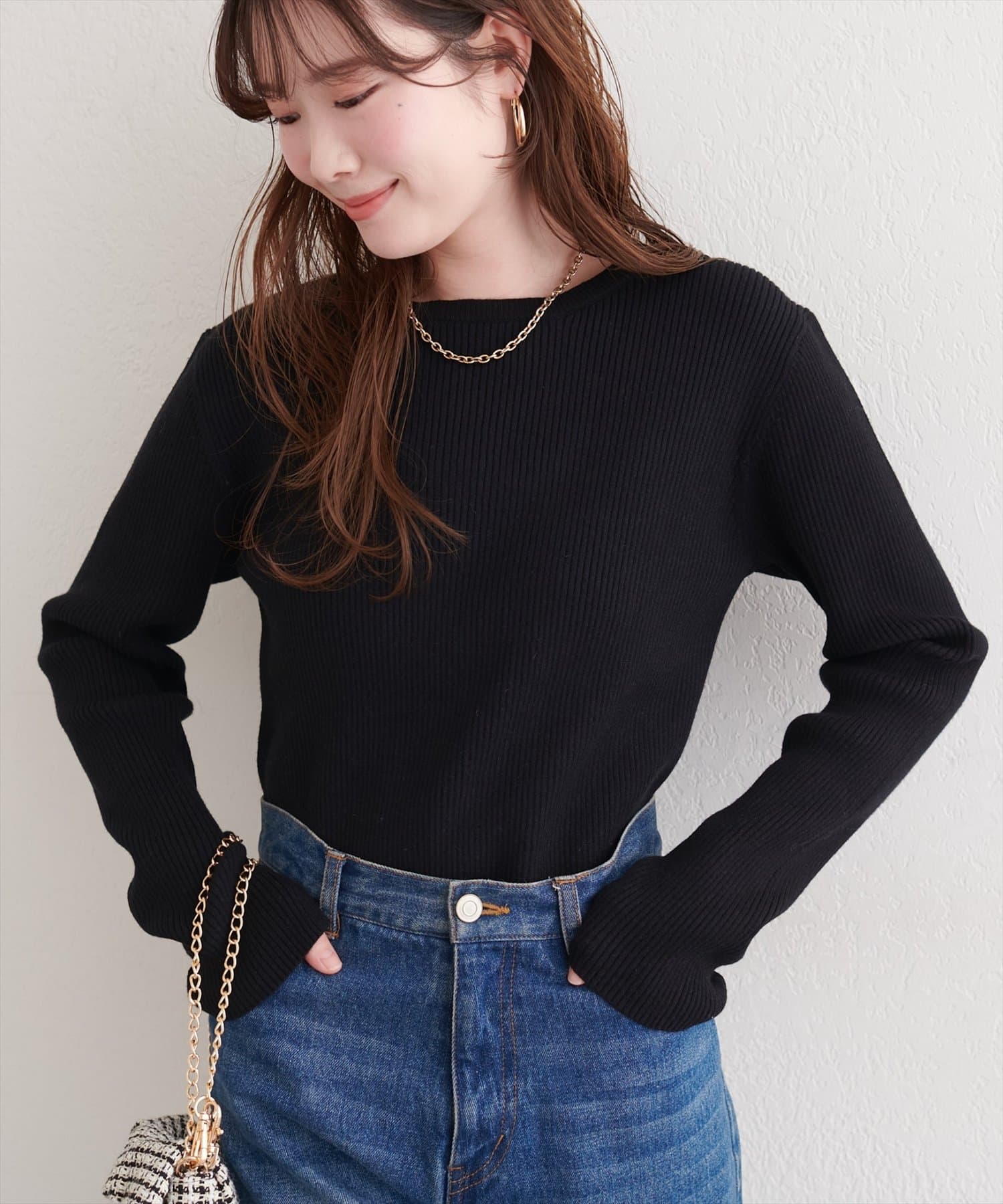 natural couture(ナチュラルクチュール) リボン付きマルチWAＹニット