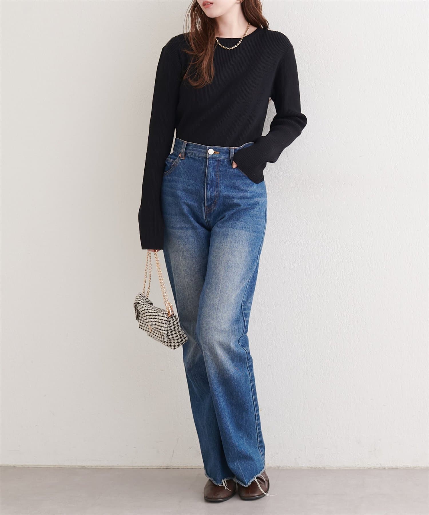 natural couture(ナチュラルクチュール) リボン付きマルチWAＹニット