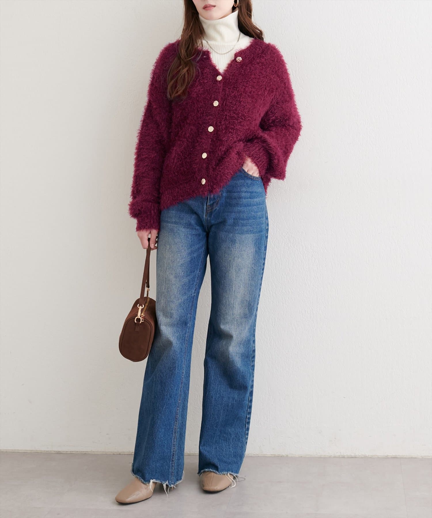 natural couture(ナチュラルクチュール) ラメフェザーボートネックニットプルオーバー