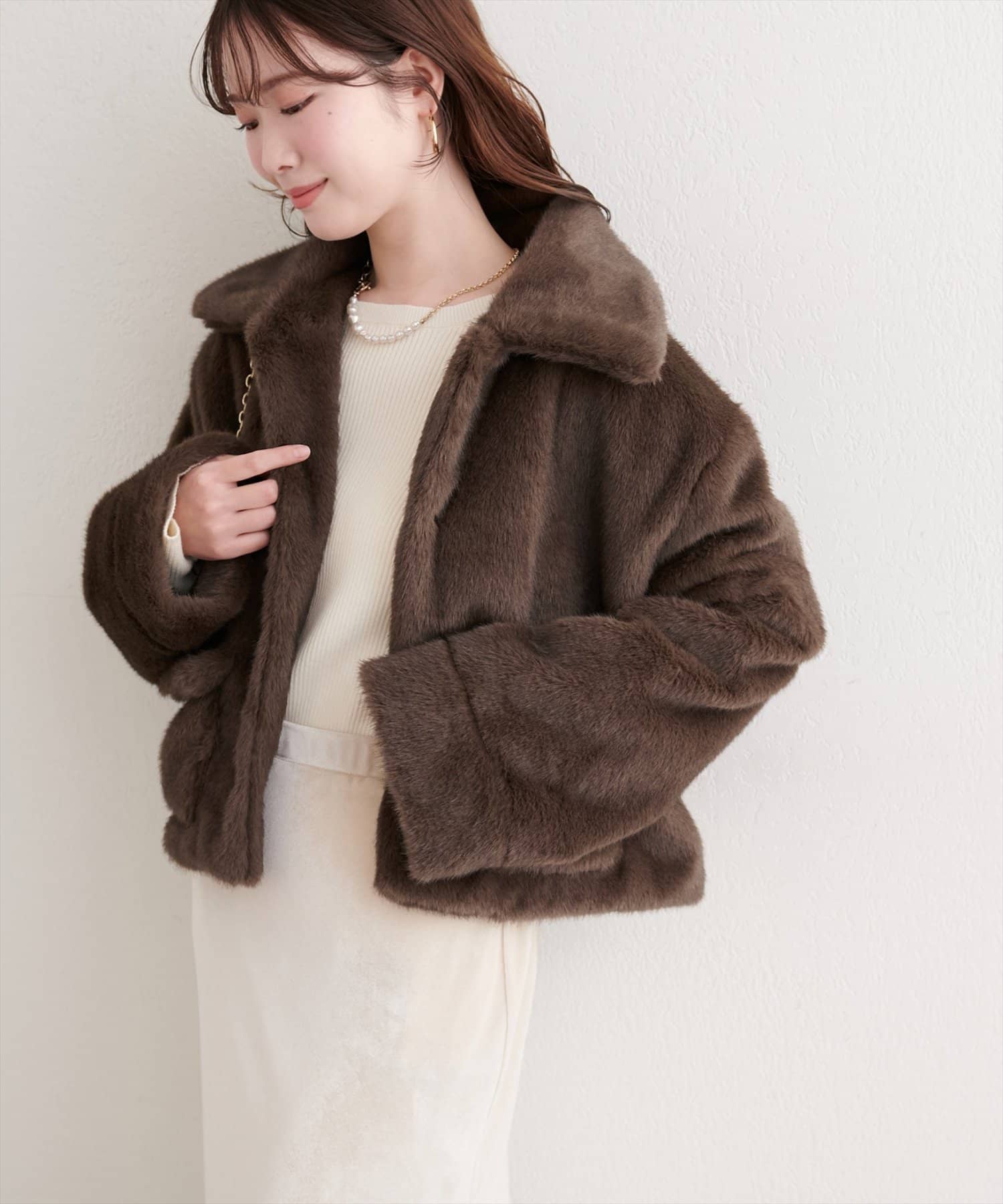 natural couture(ナチュラルクチュール) フェイクファーショートコート