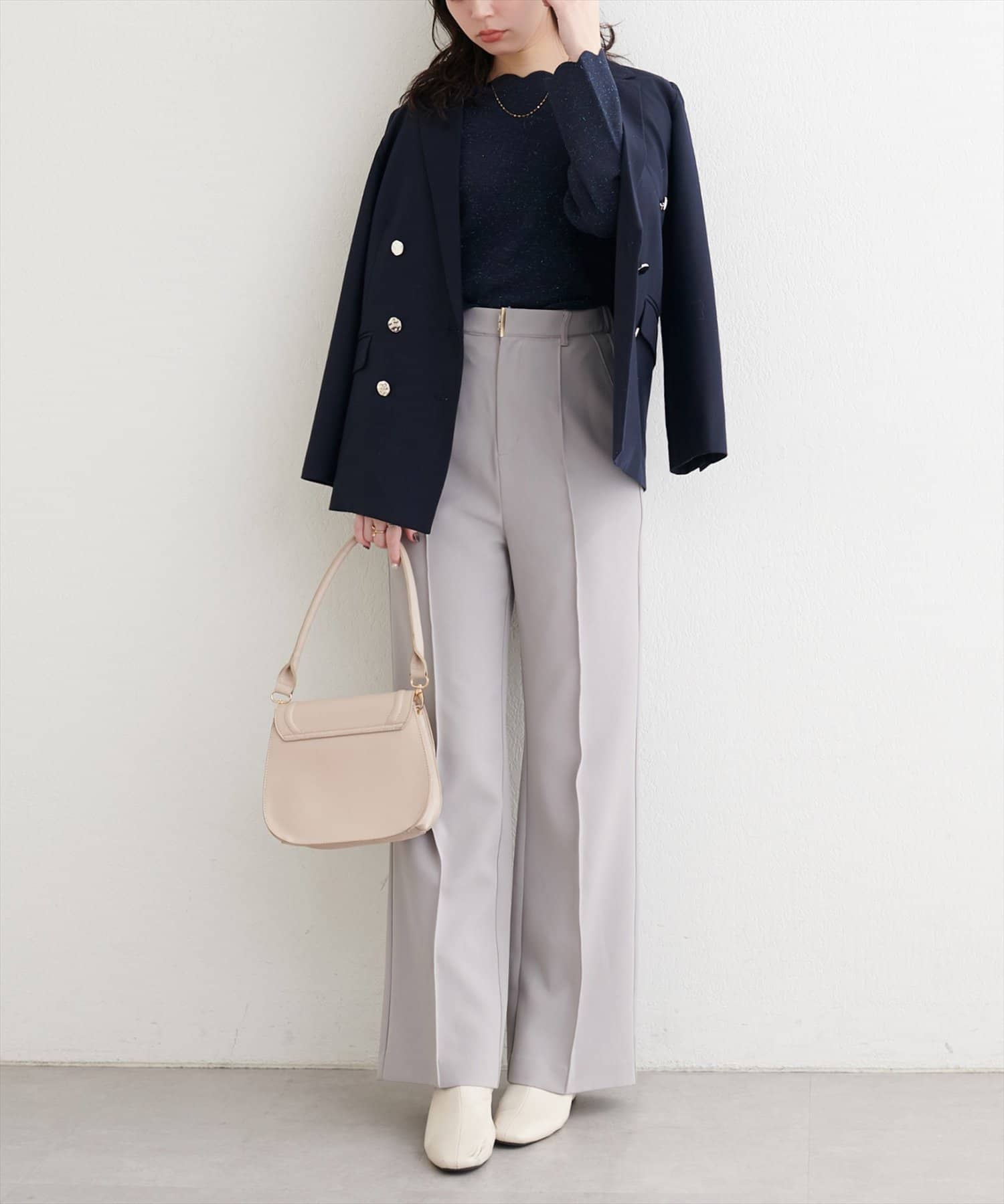 natural couture(ナチュラルクチュール) スカラップラメニット