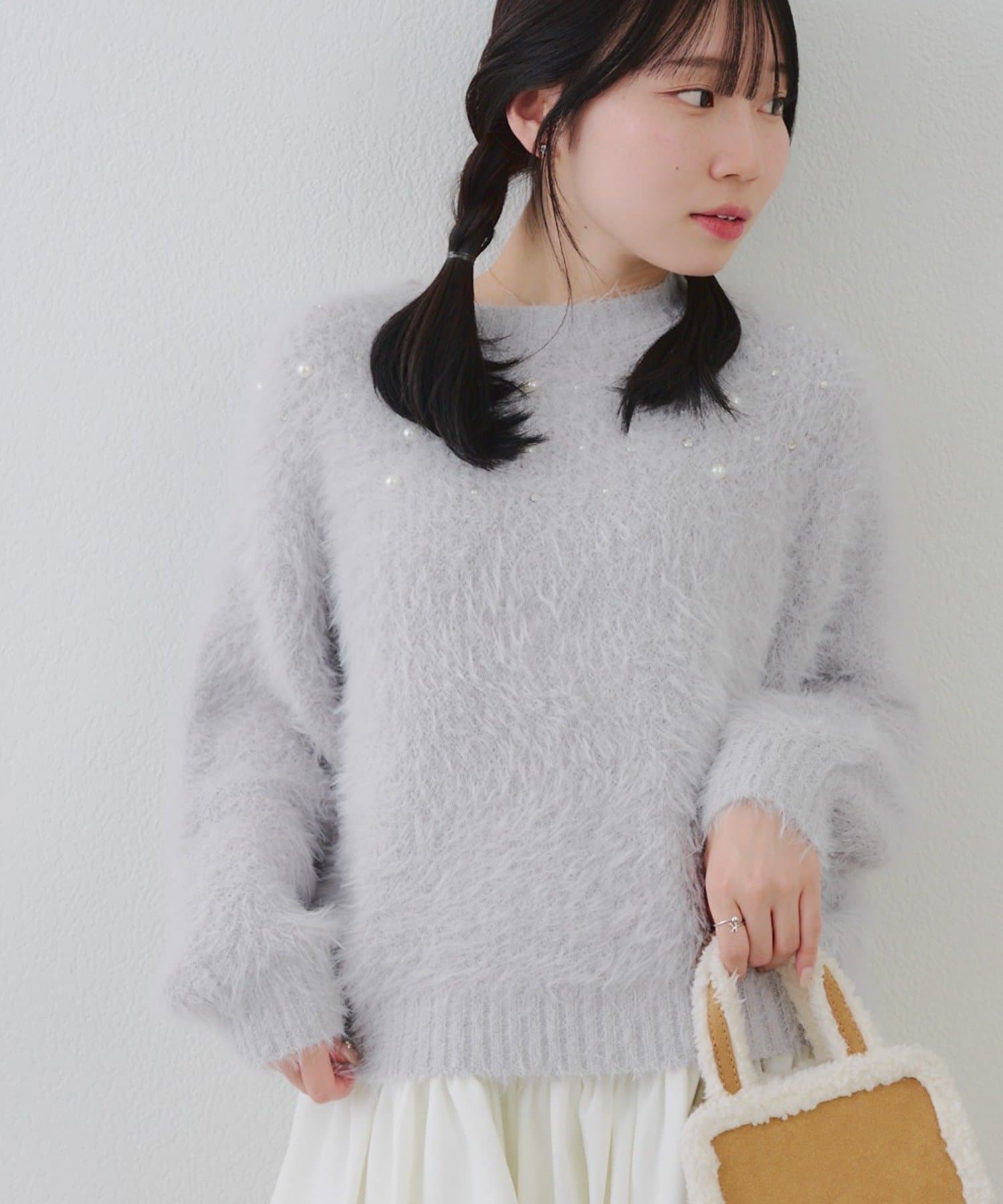 NICE CLAUP / OLIVE des OLIVE OUTLET(ナイスクラップ  / オリーブ デ オリーブ アウトレット) 【RMAF】ビジューパールフェザープルオーバー