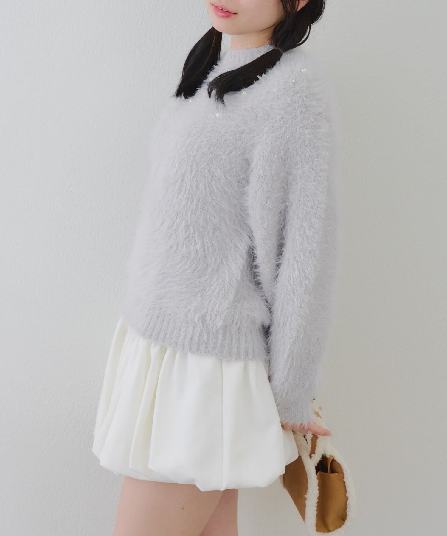 NICE CLAUP / OLIVE des OLIVE OUTLET(ナイスクラップ  / オリーブ デ オリーブ アウトレット) 【RMAF】ビジューパールフェザープルオーバー