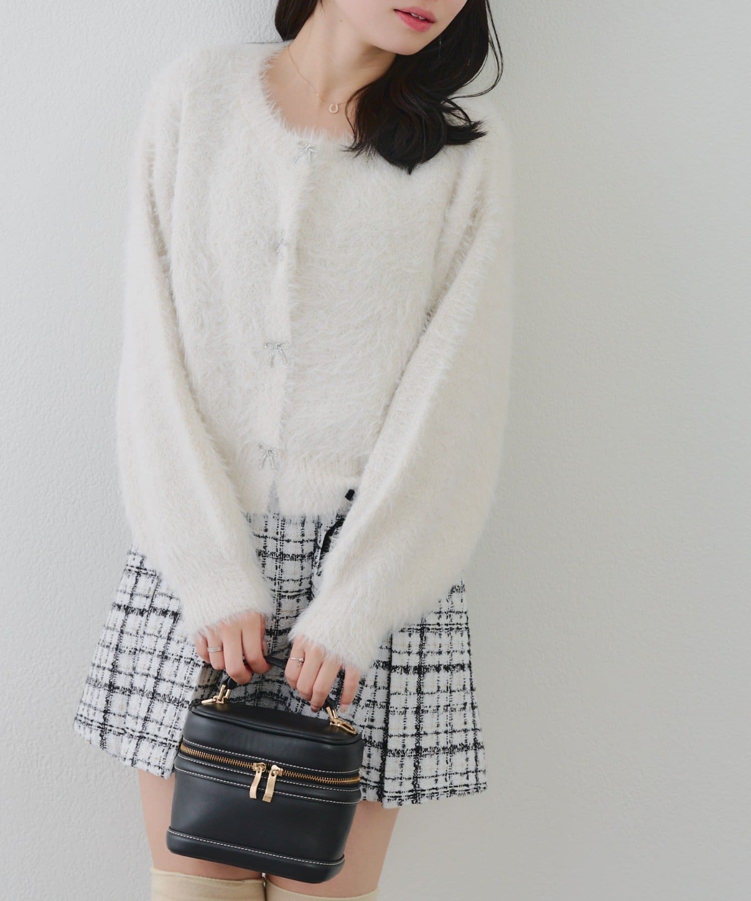 NICE CLAUP / OLIVE des OLIVE OUTLET(ナイスクラップ  / オリーブ デ オリーブ アウトレット) 【RMAF】】ビジューリボンカーデ