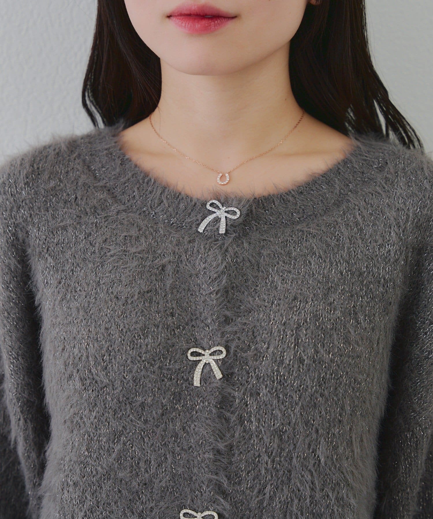 NICE CLAUP / OLIVE des OLIVE OUTLET(ナイスクラップ  / オリーブ デ オリーブ アウトレット) 【RMAF】】ビジューリボンカーデ