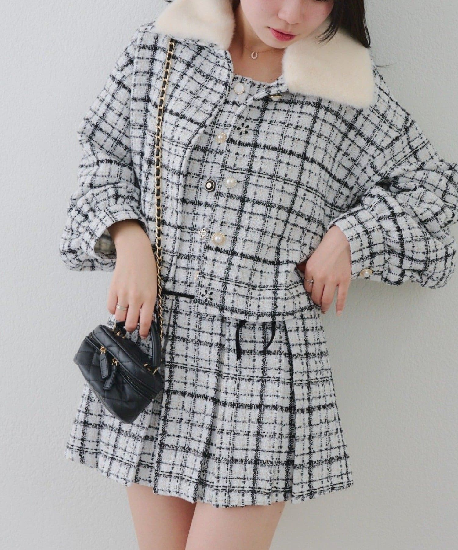 NICE CLAUP / OLIVE des OLIVE OUTLET(ナイスクラップ  / オリーブ デ オリーブ アウトレット) 【RMAF】ラメツイード多ボタンジャケット