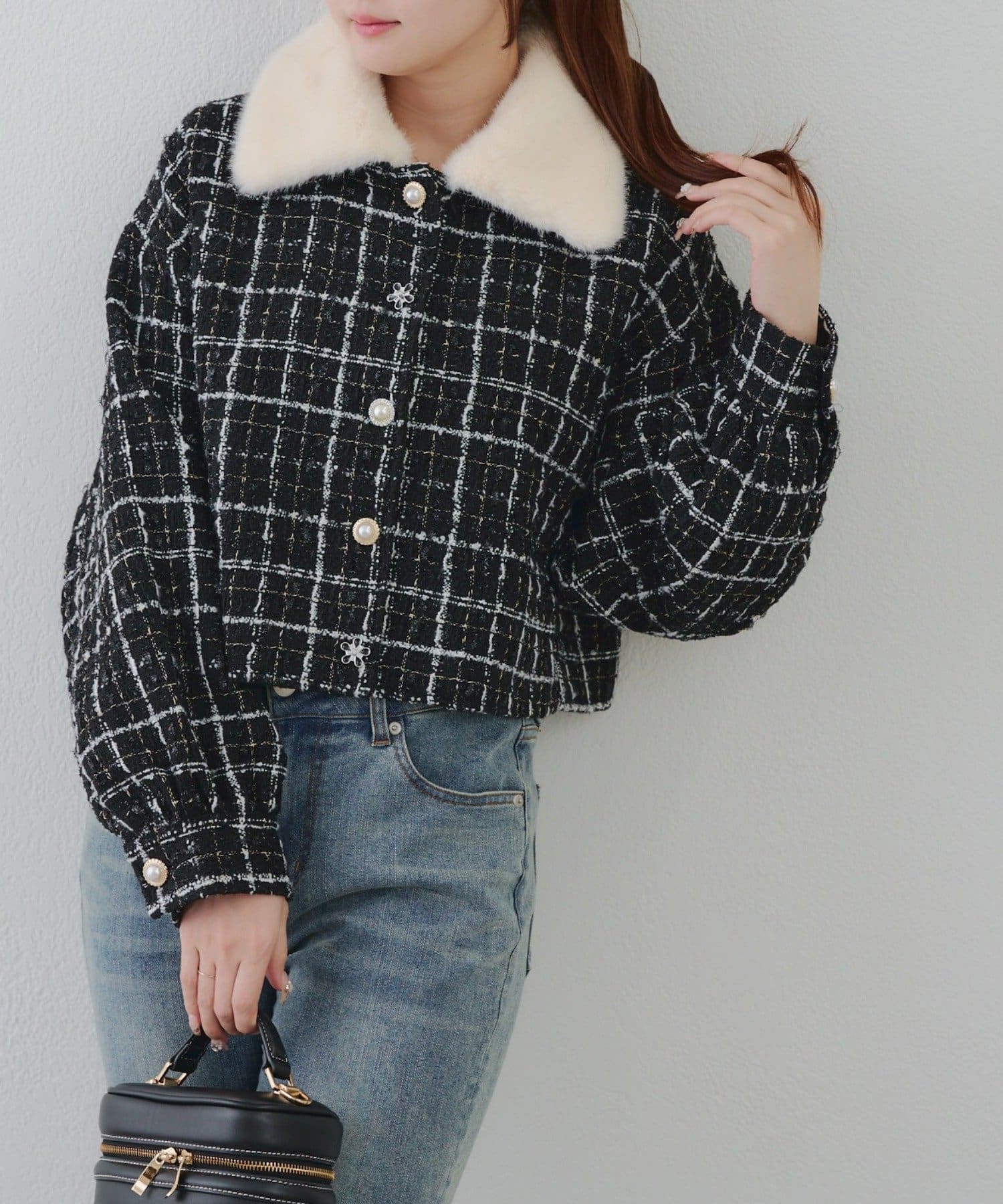 NICE CLAUP / OLIVE des OLIVE OUTLET(ナイスクラップ  / オリーブ デ オリーブ アウトレット) 【RMAF】ラメツイード多ボタンジャケット