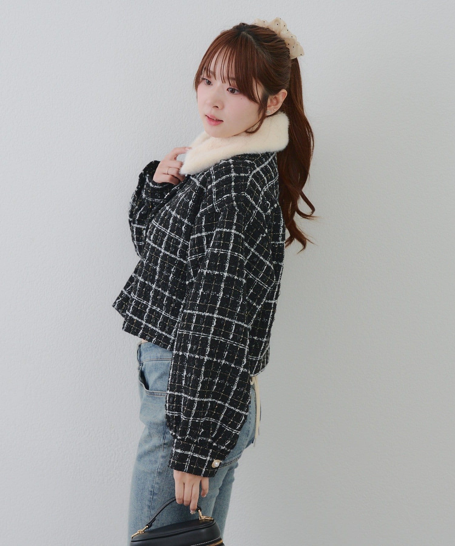 NICE CLAUP / OLIVE des OLIVE OUTLET(ナイスクラップ  / オリーブ デ オリーブ アウトレット) 【RMAF】ラメツイード多ボタンジャケット