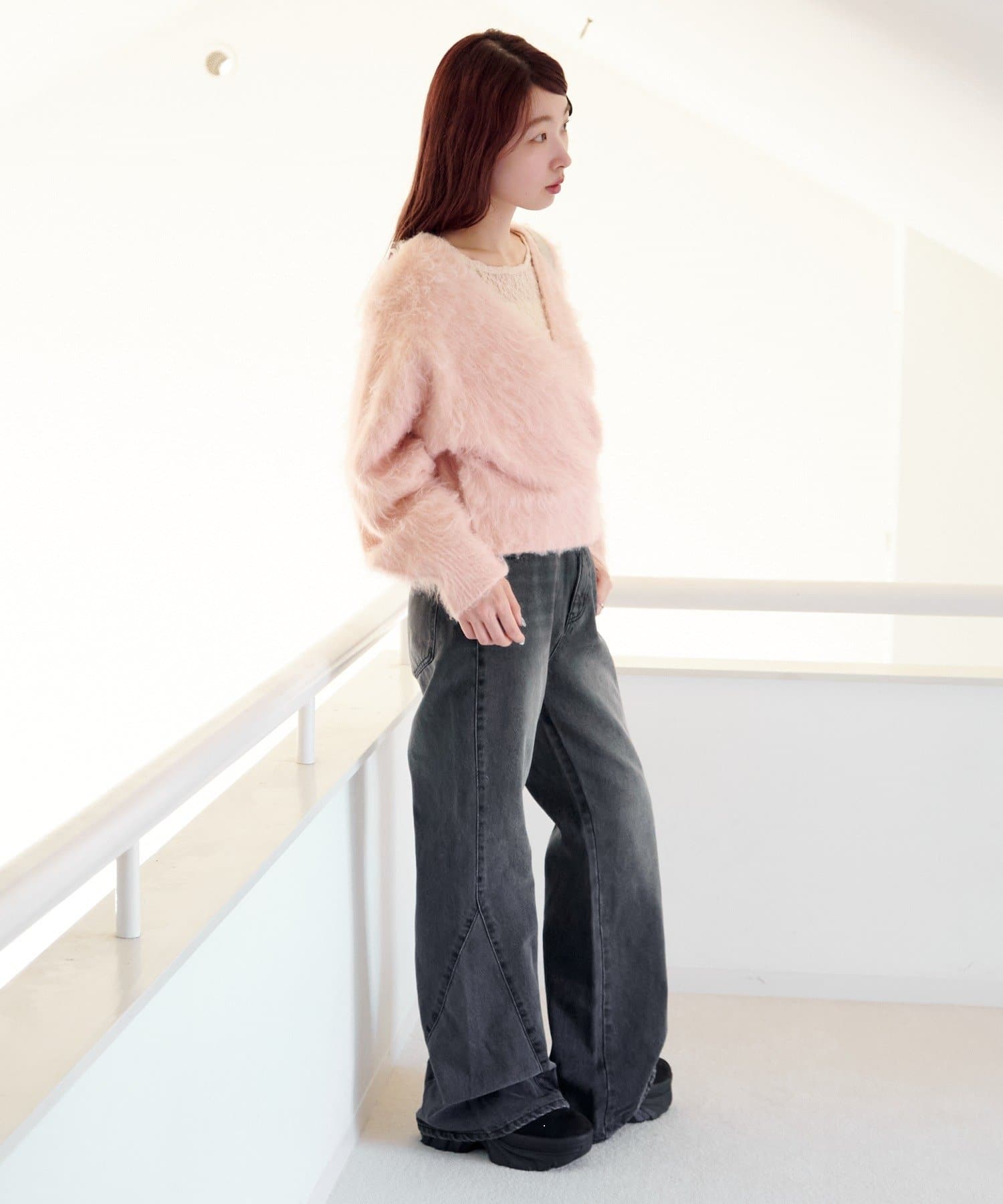 Kastane(カスタネ) 【2サイズ展開/低身長サイズ】フレアパネルデニム