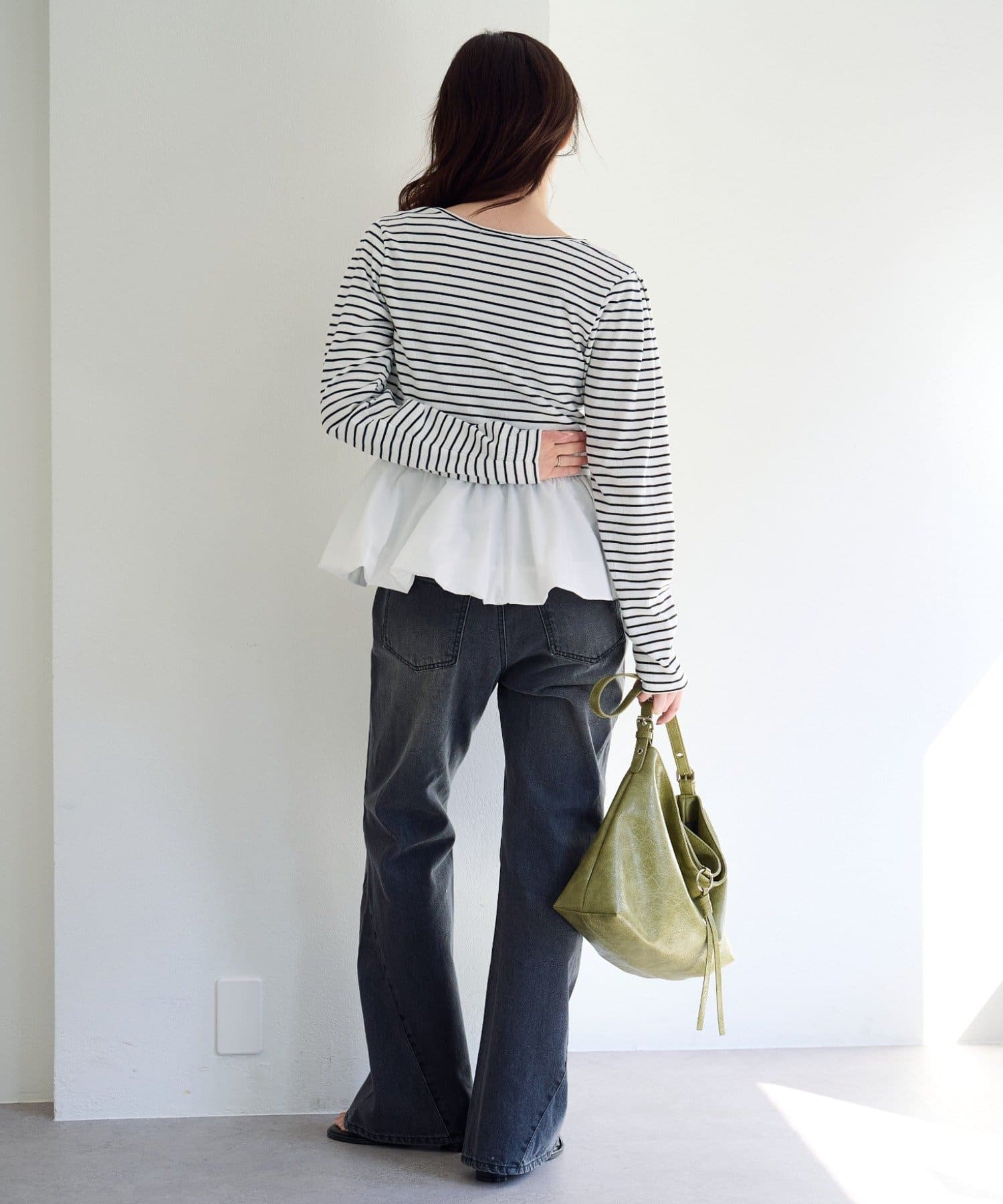 Kastane(カスタネ) 【2サイズ展開/低身長サイズ】フレアパネルデニム