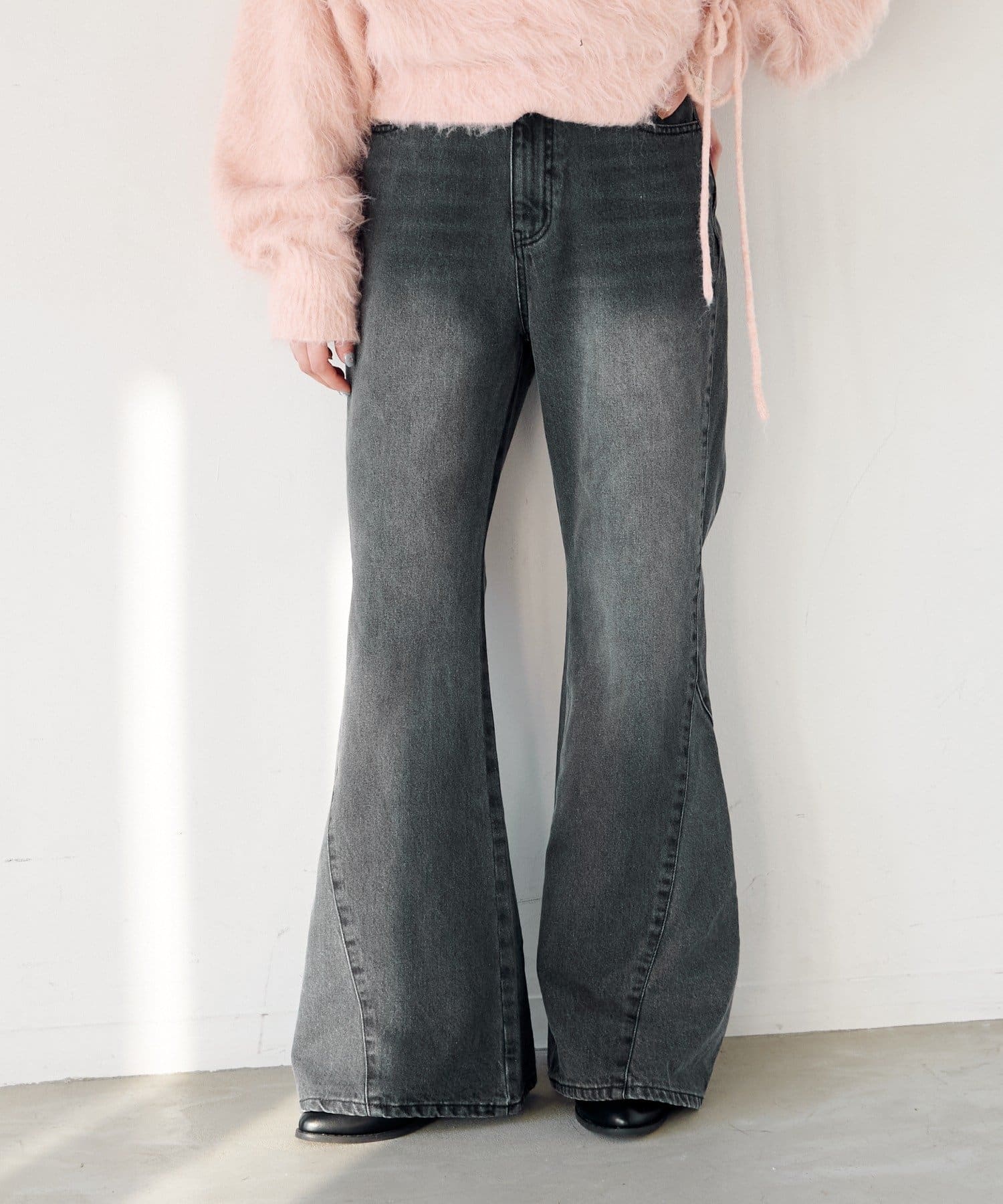 Kastane(カスタネ) 【2サイズ展開/低身長サイズ】フレアパネルデニム