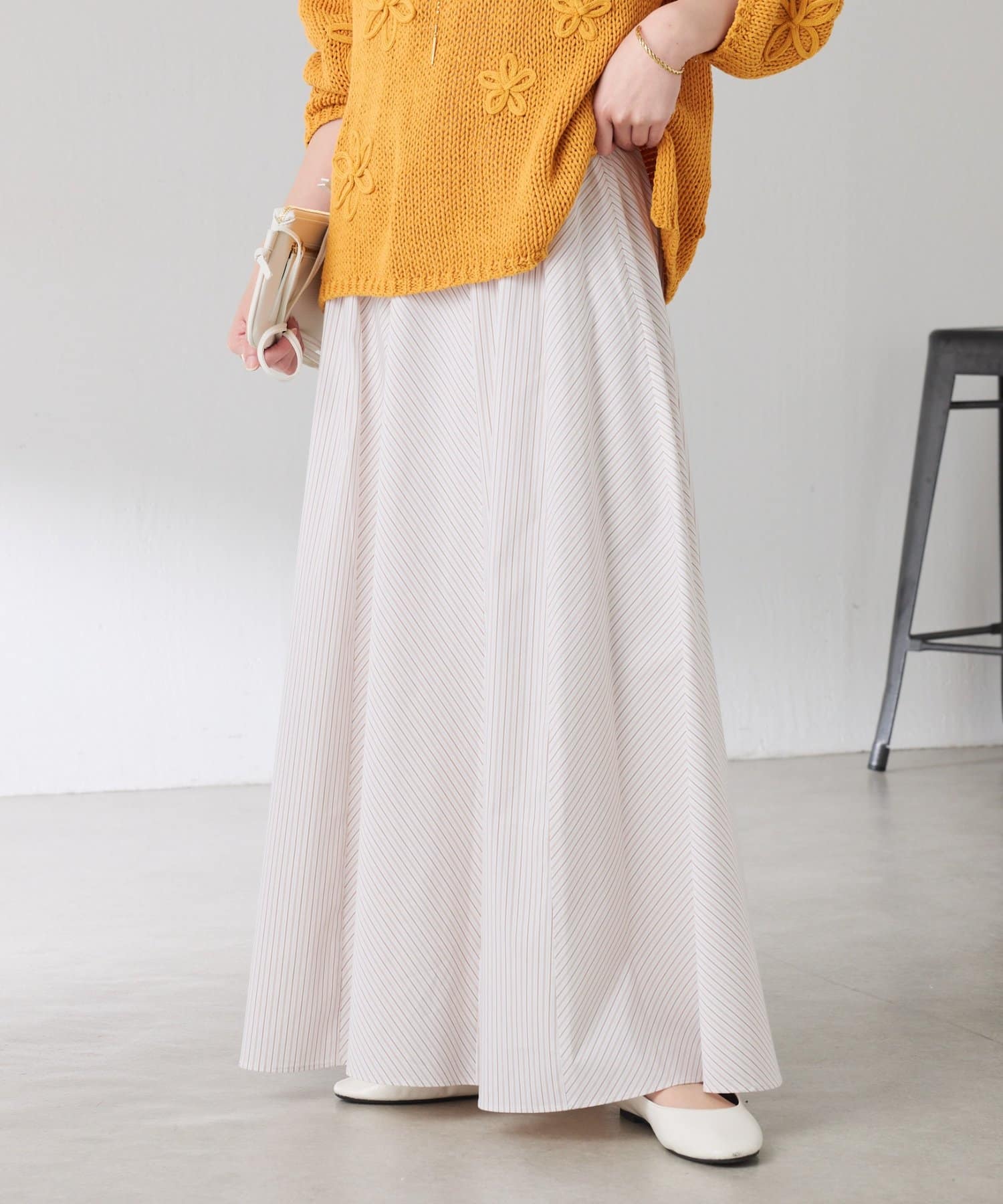 COLLAGE GALLARDAGALANTE(コラージュ ガリャルダガランテ) 【身体のラインを拾わない】パネルストライプスカート