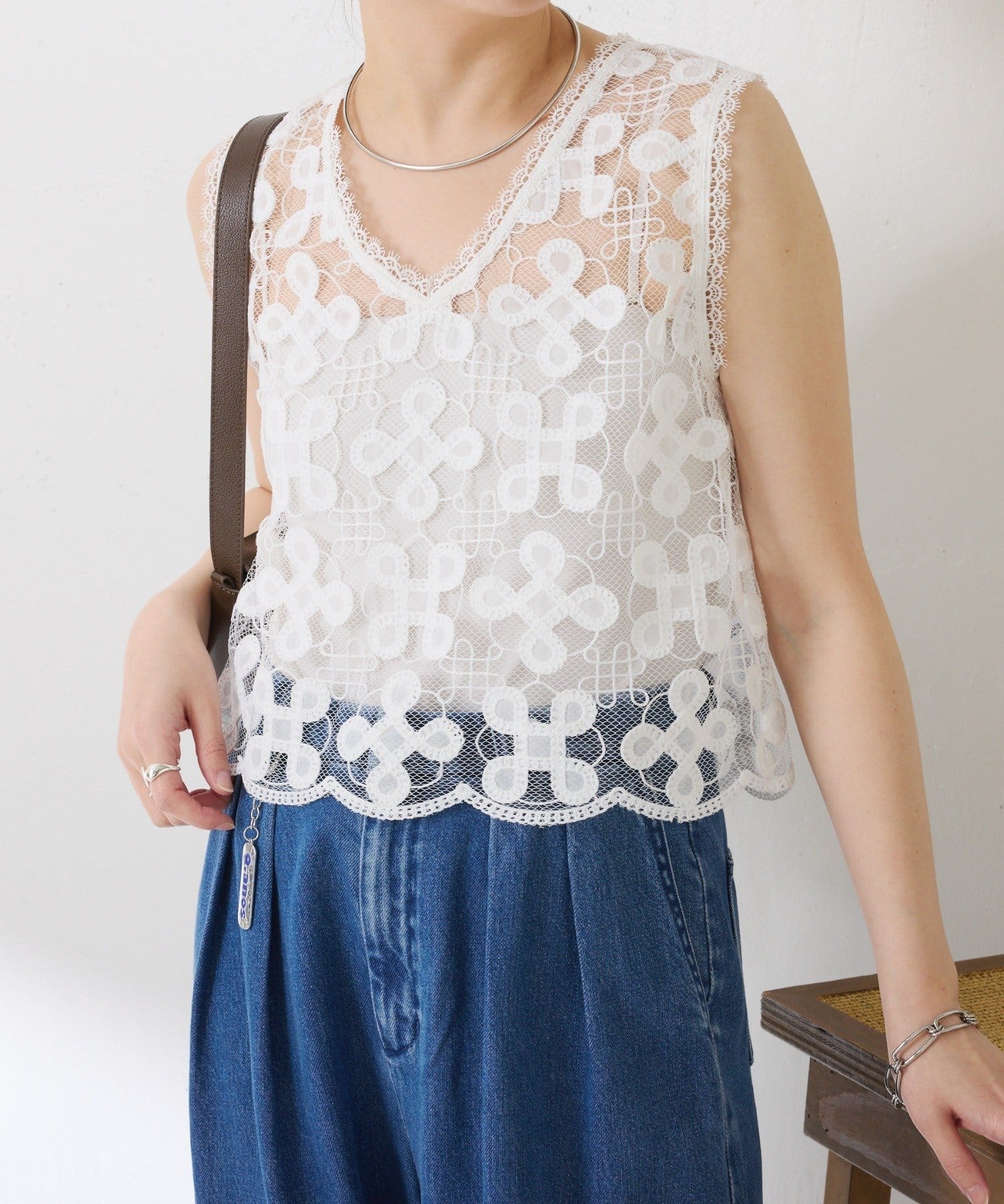 COLLAGE GALLARDAGALANTE(コラージュ ガリャルダガランテ) 【＋１アイテム】モチーフレース2WAYベスト