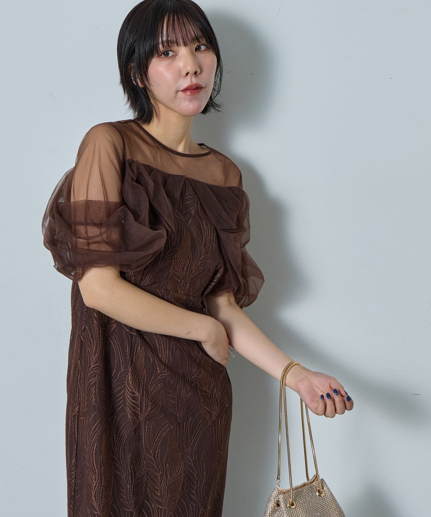 -goocy-(グーシー) 【オケージョン】チュール切替ペンシルドレス