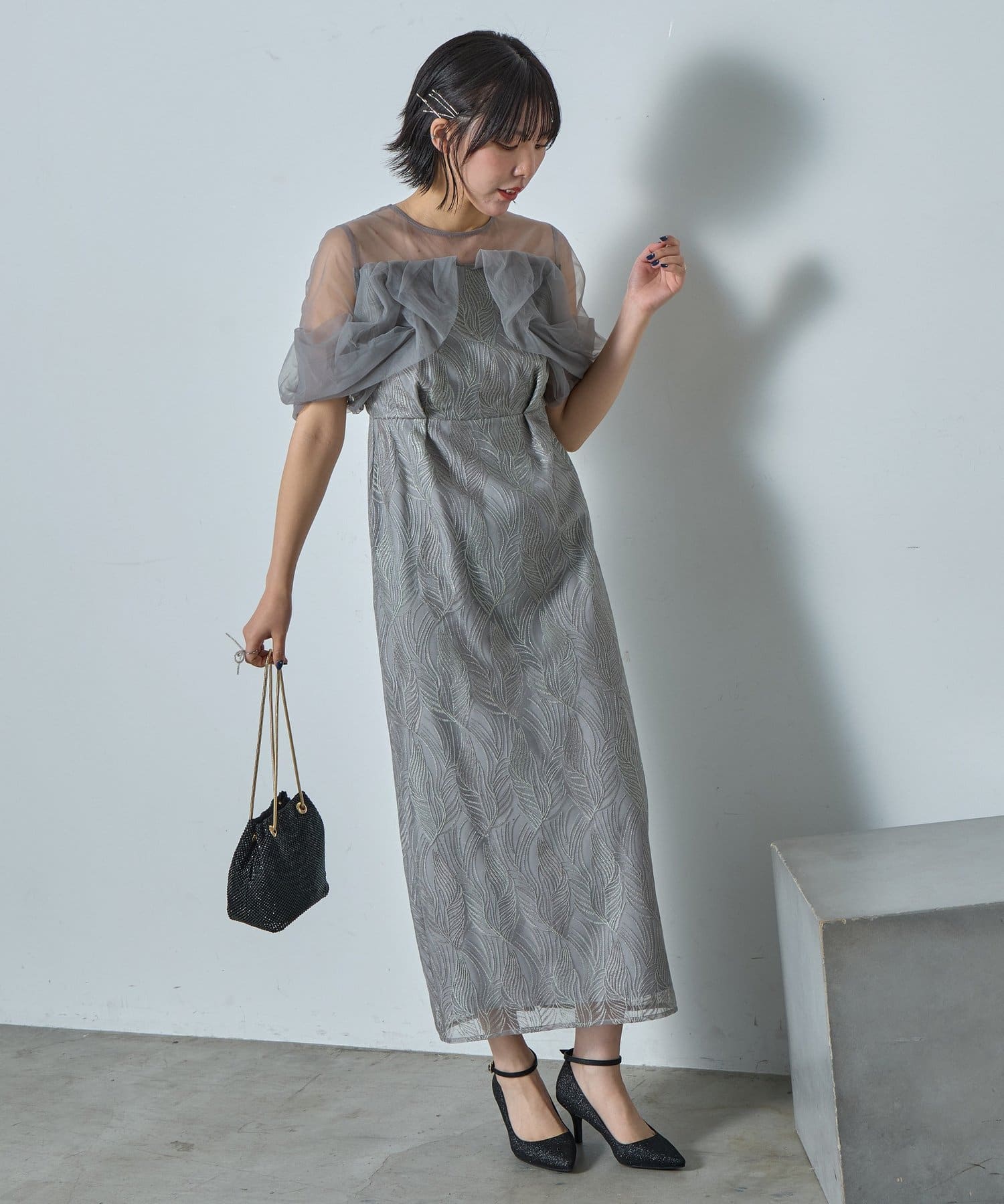 -goocy-(グーシー) 【オケージョン】チュール切替ペンシルドレス