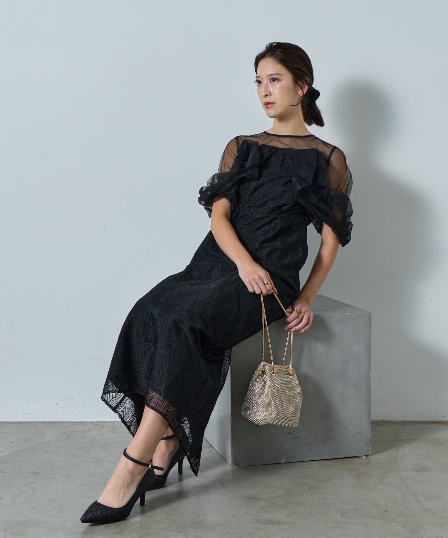 -goocy-(グーシー) 【オケージョン】チュール切替ペンシルドレス