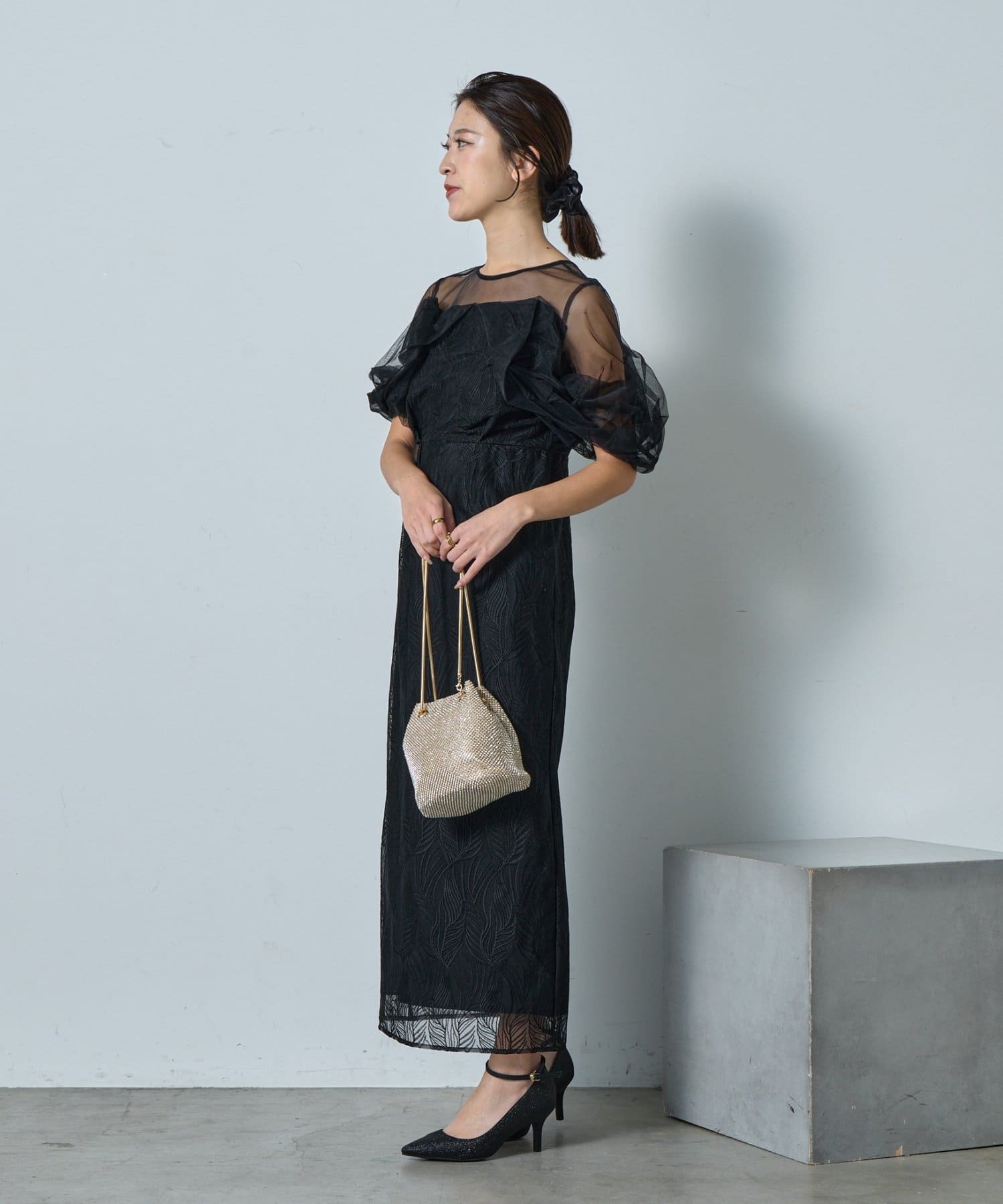 -goocy-(グーシー) 【オケージョン】チュール切替ペンシルドレス