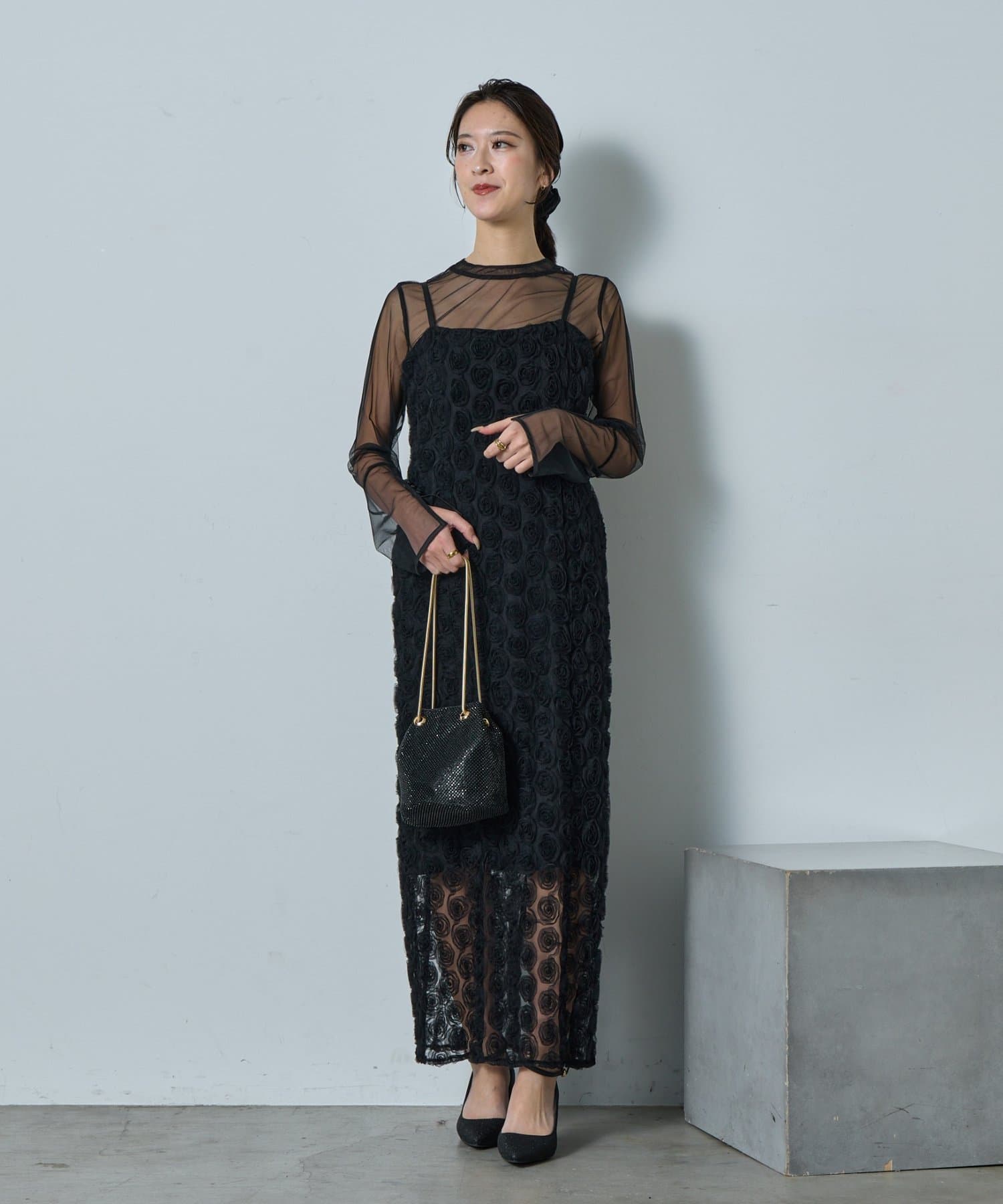 -goocy-(グーシー) 【オケージョン】ローズレースペンシルドレス