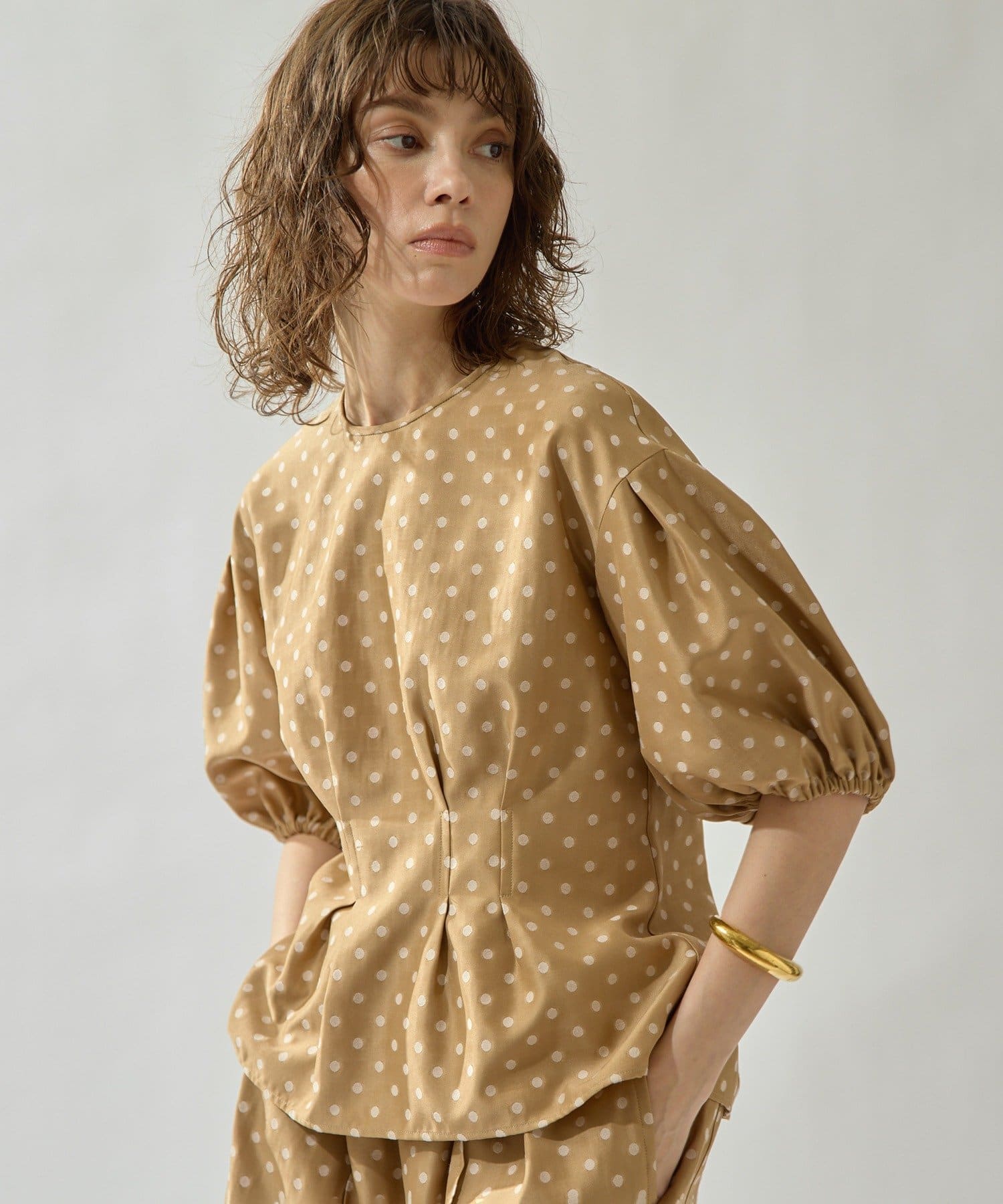 Drawing Numbers(ドローイングナンバーズ) 《セットアップ対応可》ドットジャガードバルーンブラウス