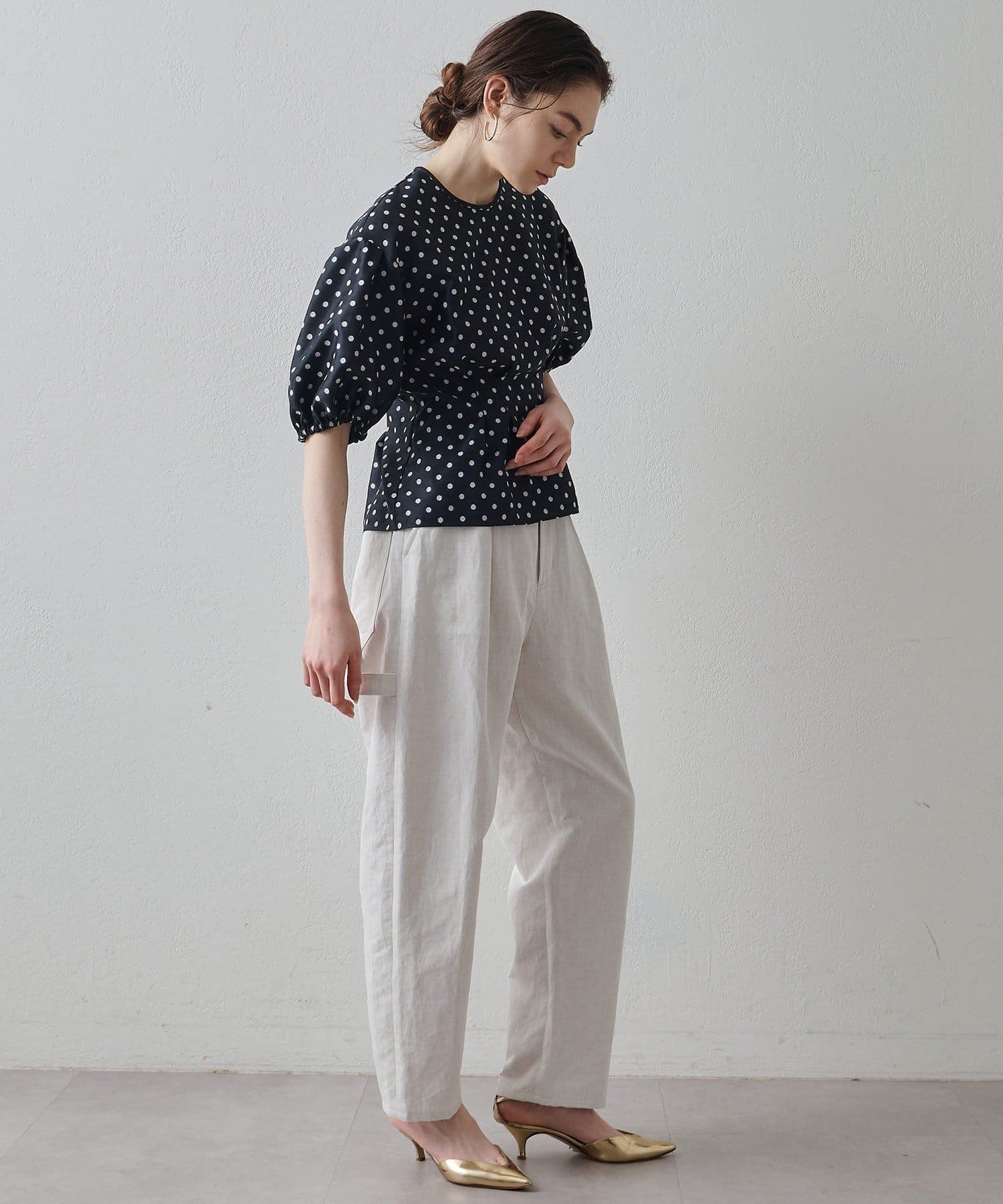 Drawing Numbers(ドローイングナンバーズ) 《セットアップ対応可》ドットジャガードバルーンブラウス