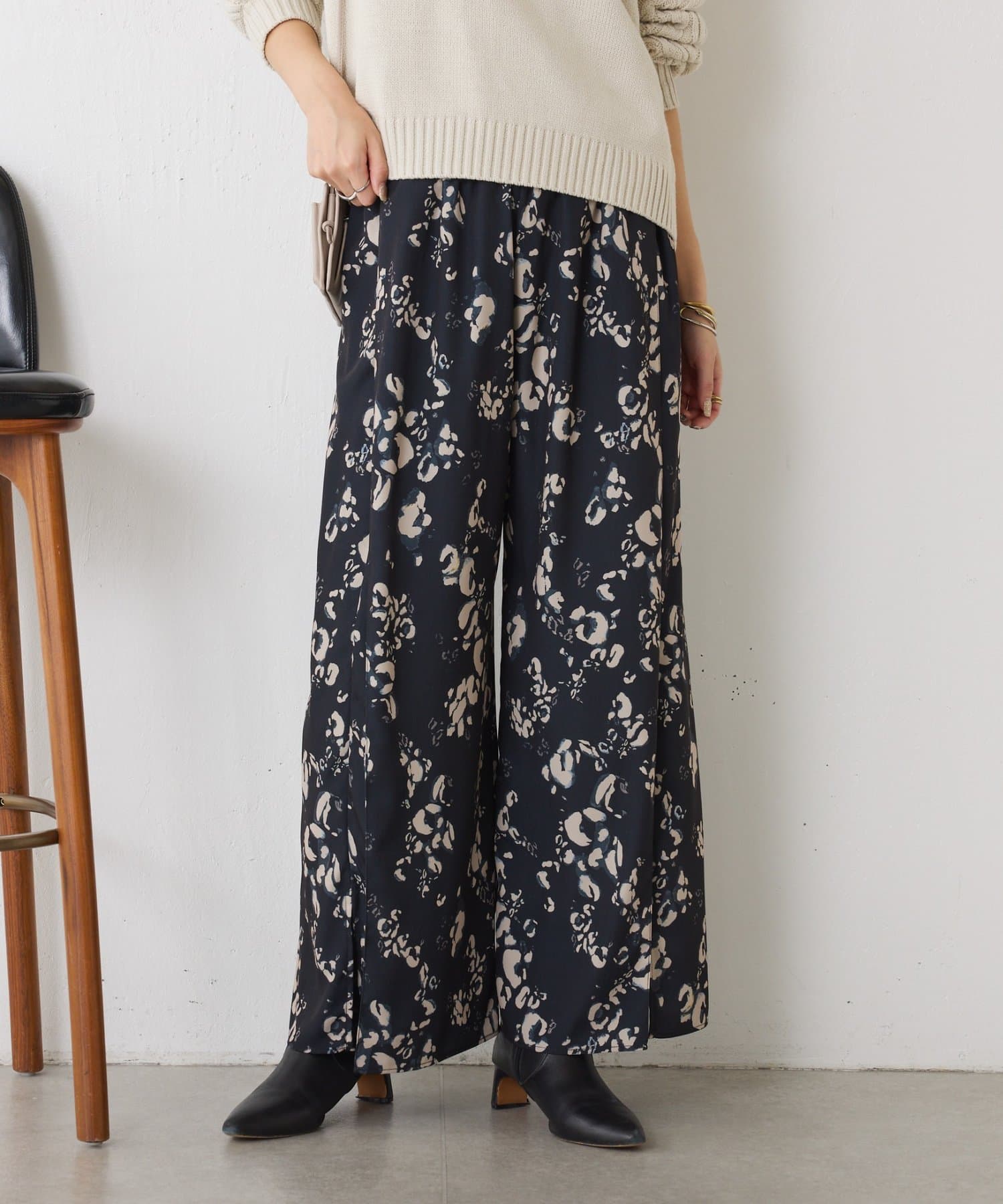 Jena　espace merveilleux(ジェナ　エスパスメルヴェイユ) 【オールゴムウエスト】ニュアンス柄イージーパンツ