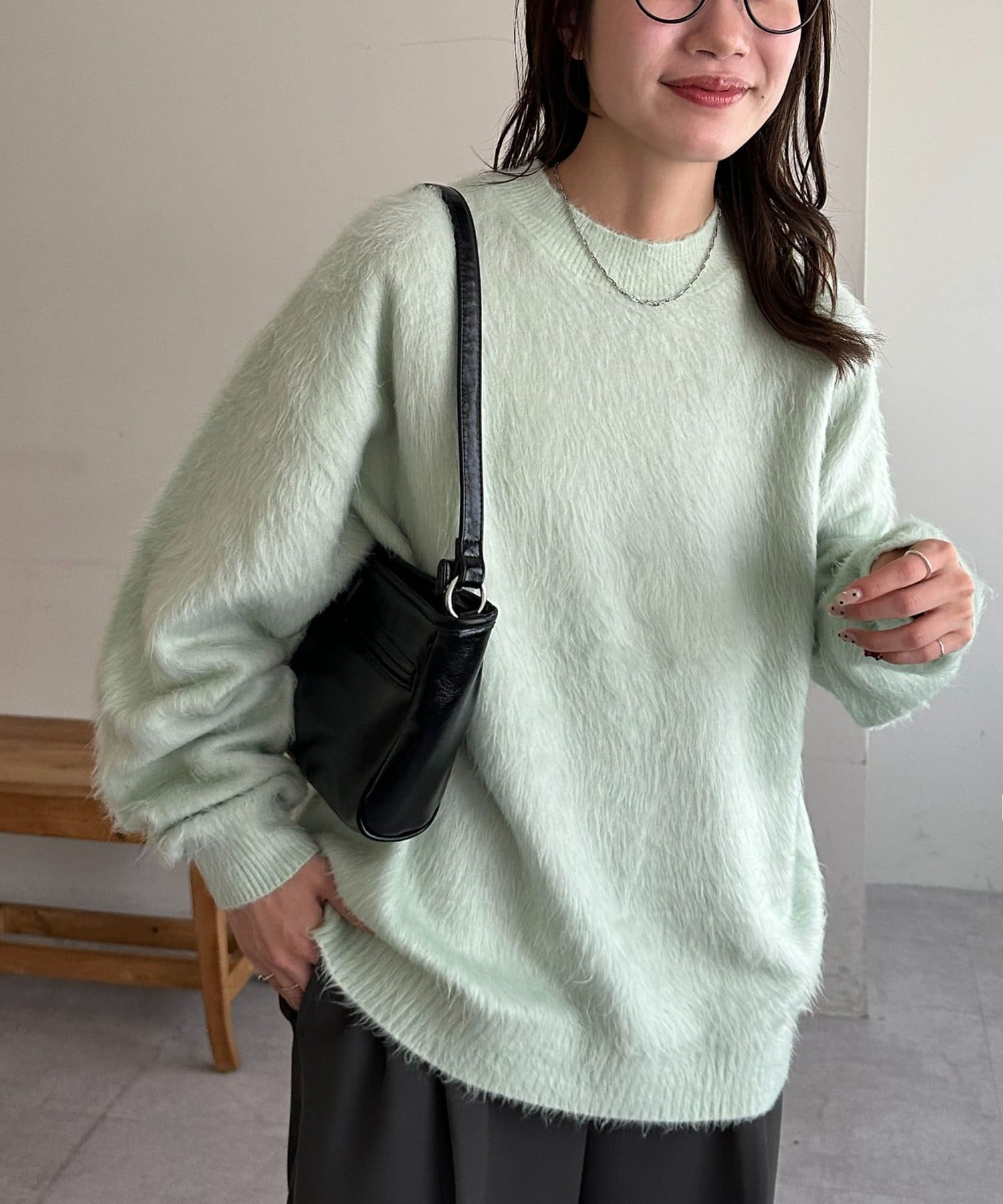 DISCOAT(ディスコート) 【ユニセックス】アンゴラミックスシャギーオーバーニット