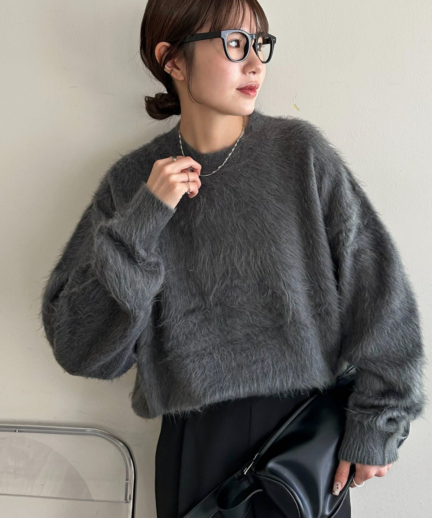 DISCOAT(ディスコート) 【ユニセックス】アンゴラミックスシャギーオーバーニット